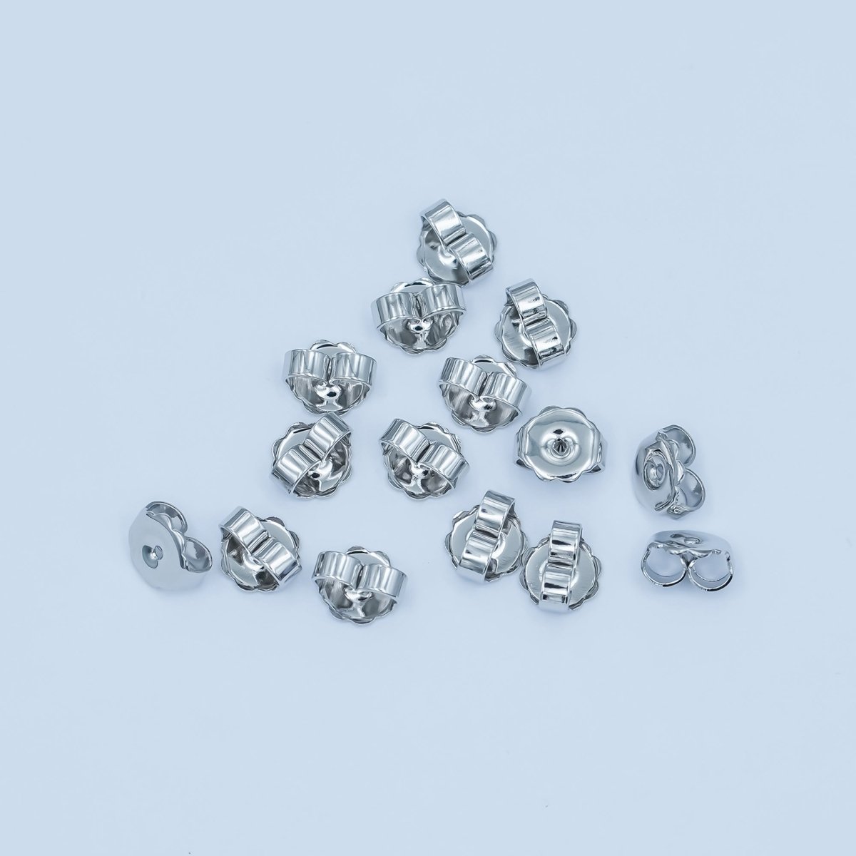 Rhodium Plated Minimalist Ear Backing Set | Z1144 - DLUXCA