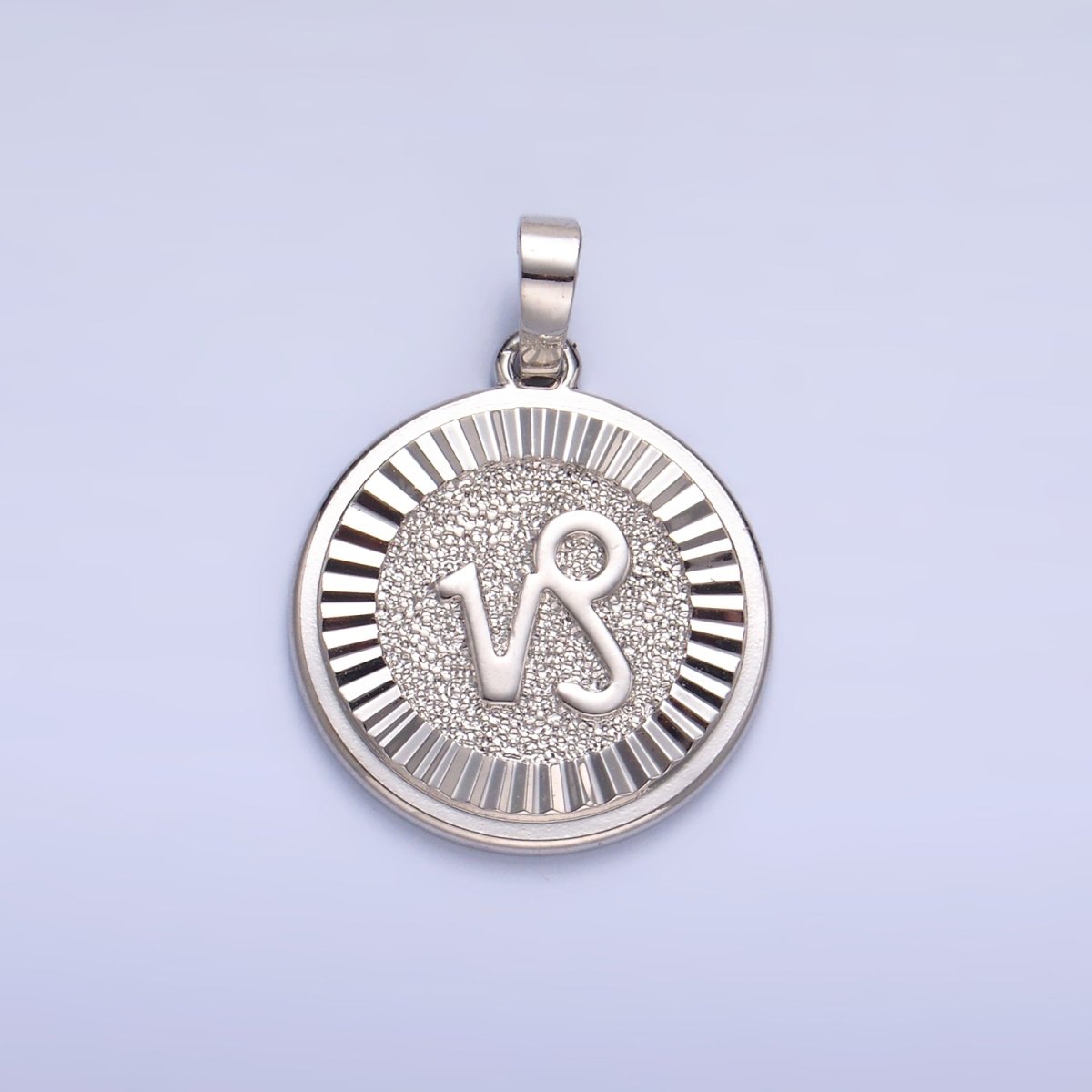 Rhodium Plated Zodiac Sign Sunburst Round Pendant | A1301 - A1306