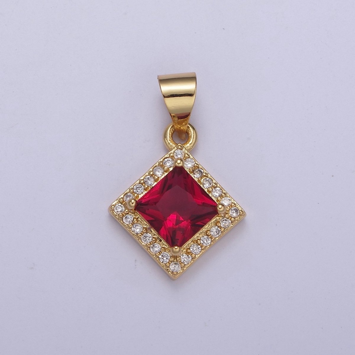 Rhombus Geometric Shape Zircon Connector Charm, Square Gemstone Pendant Charm Wholesale H-345 H-347 H-352 H-354