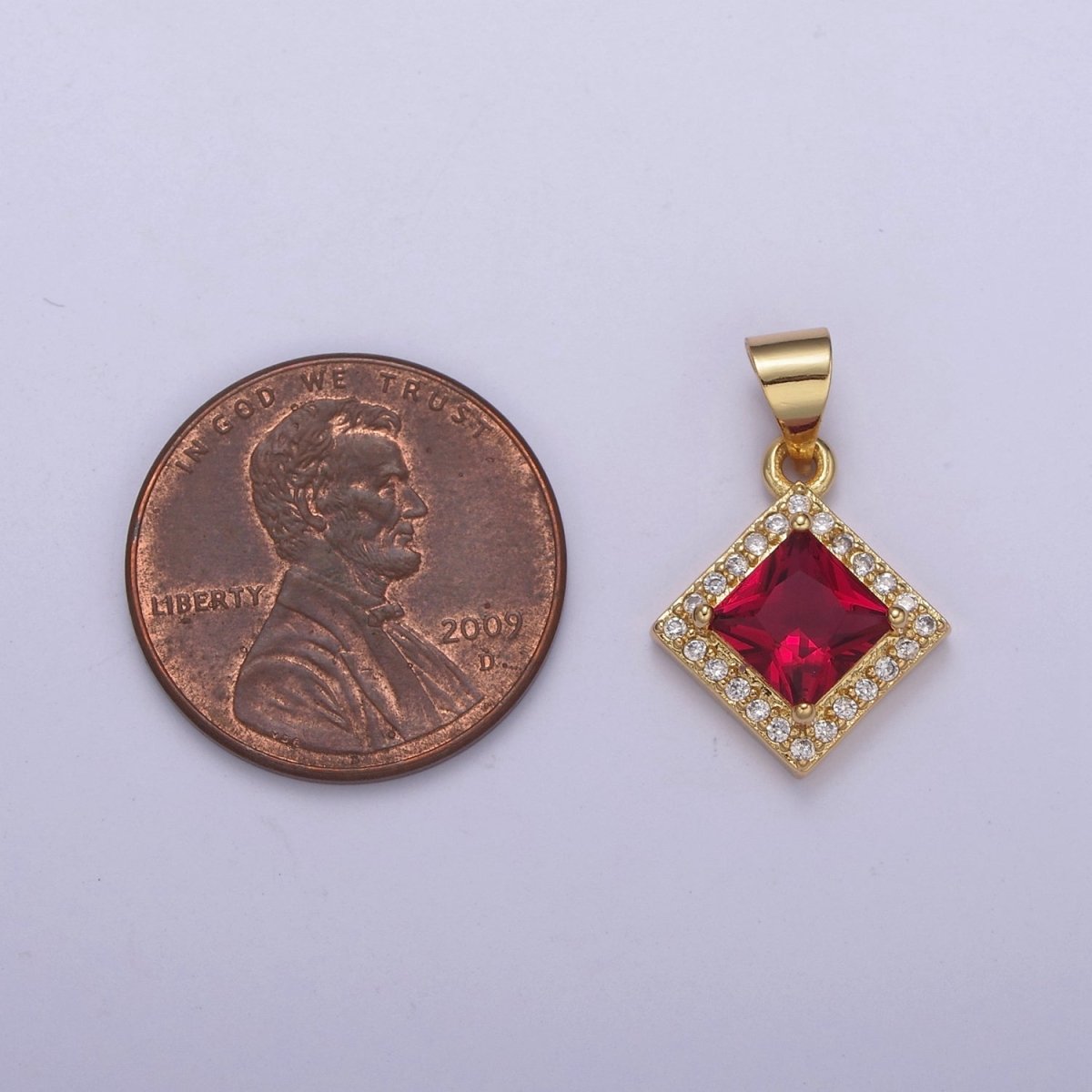 Rhombus Geometric Shape Zircon Connector Charm, Square Gemstone Pendant Charm Wholesale H-345 H-347 H-352 H-354