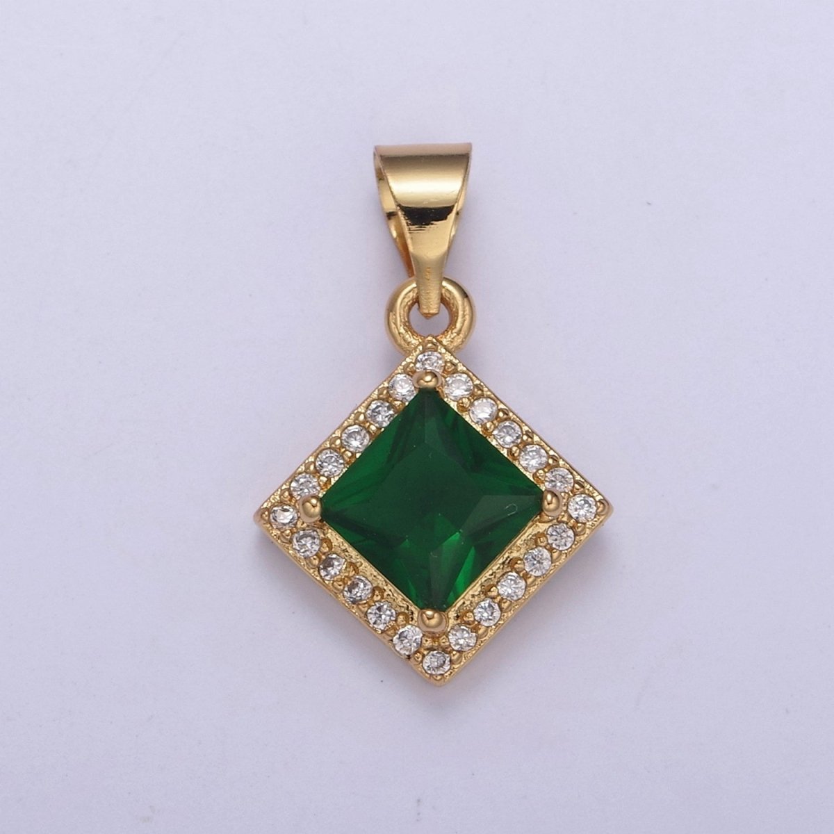 Rhombus Geometric Shape Zircon Connector Charm, Square Gemstone Pendant Charm Wholesale H-345 H-347 H-352 H-354