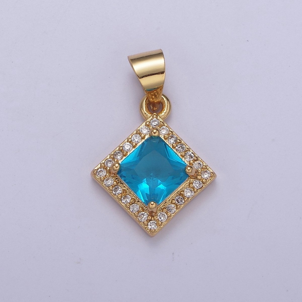 Rhombus Geometric Shape Zircon Connector Charm, Square Gemstone Pendant Charm Wholesale H-345 H-347 H-352 H-354