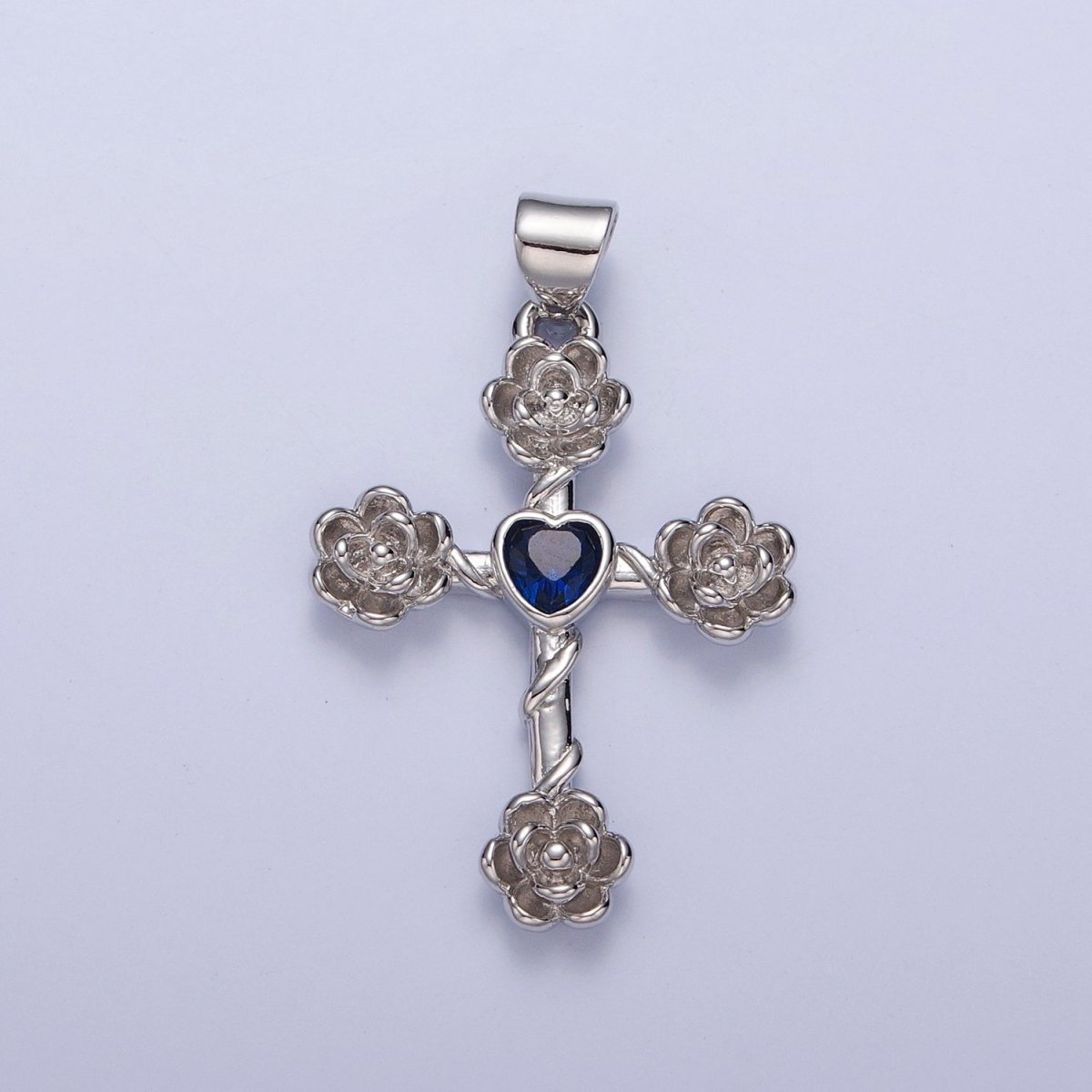 Rose Cross Pendant with Heart CZ 24K Gold Filled Roses Crucifix Charm J-646 J-658 J-665 J-668 J-676 J-677 J-681 J-682 J-685 J-687 J-691