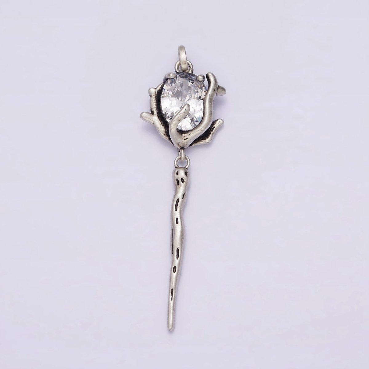 Rose Flower CZ Pendant Sterling Silver S925 Floral Charm | SL-327 - DLUXCA