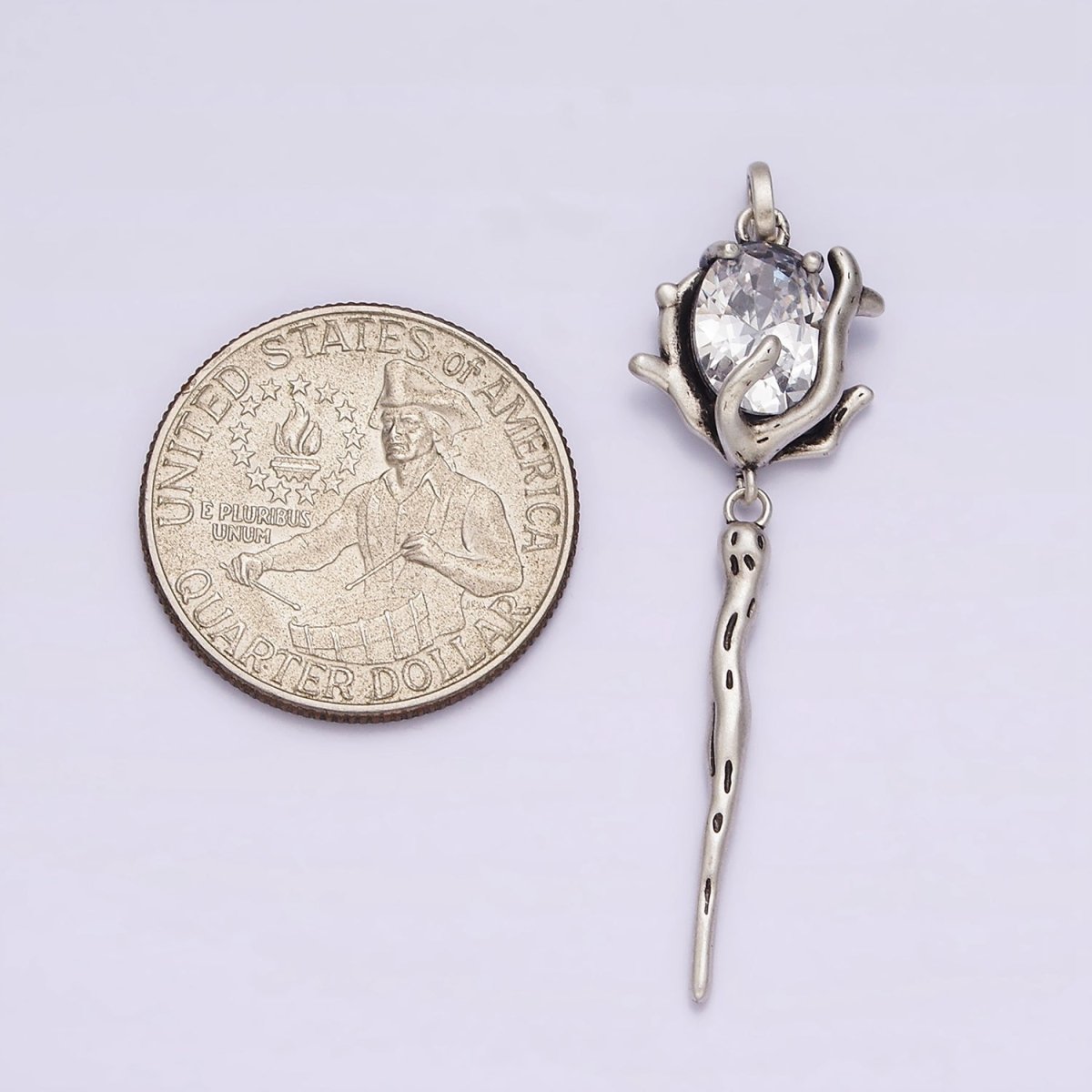 Rose Flower CZ Pendant Sterling Silver S925 Floral Charm | SL-327 - DLUXCA