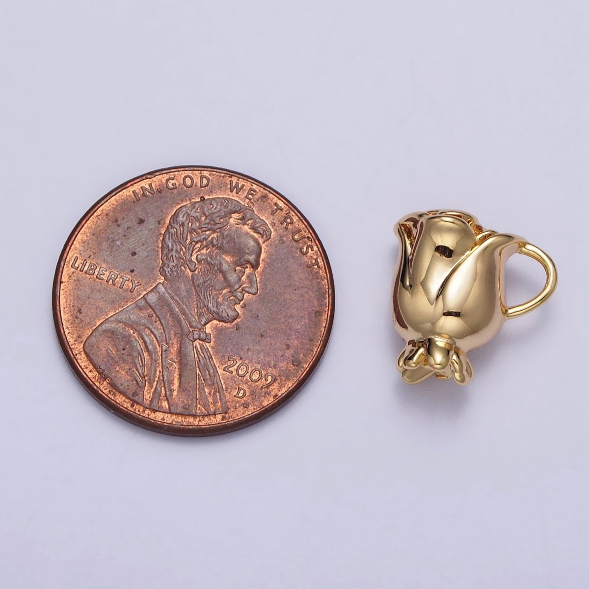 Rose Flower Themed Cup Add-On Charm in Gold & Silver | AC119