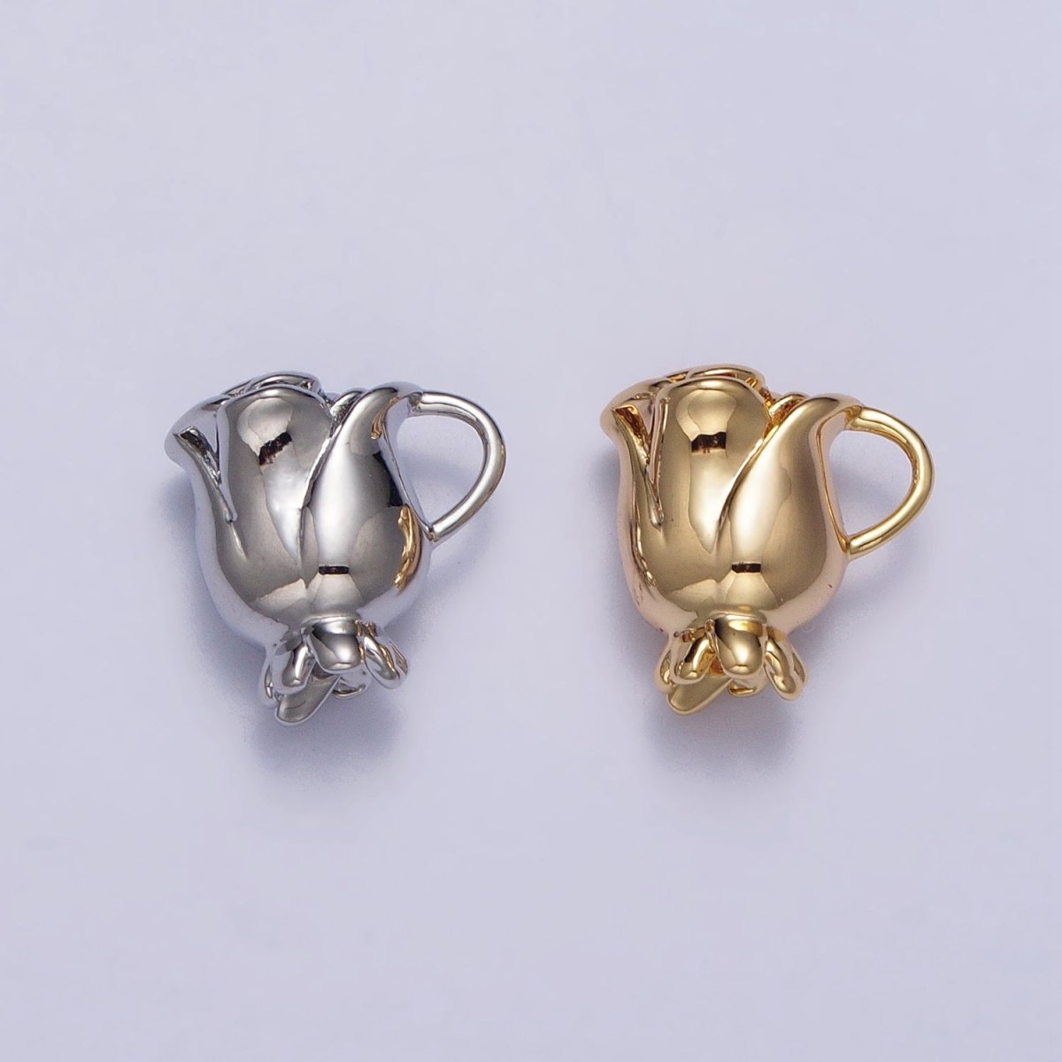 Rose Flower Themed Cup Add-On Charm in Gold & Silver | AC119