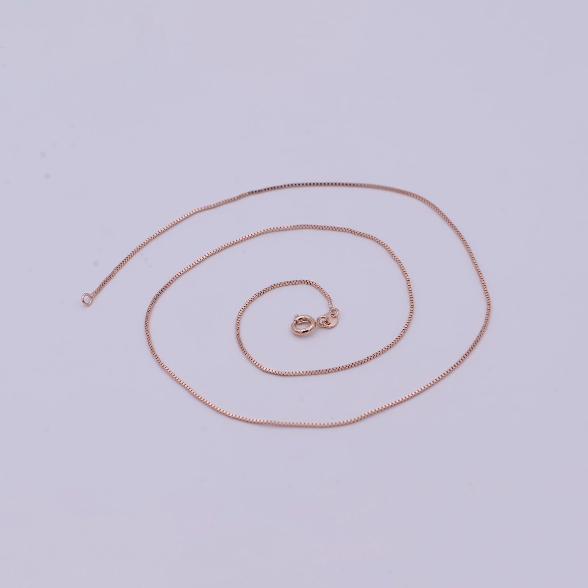 Rose Gold Box Chain Necklace 0.7mm, Delicate Dainty Layered Necklace, Everyday Necklace, Simple chain, Minimalist | WA-522 Clearance Pricing - DLUXCA