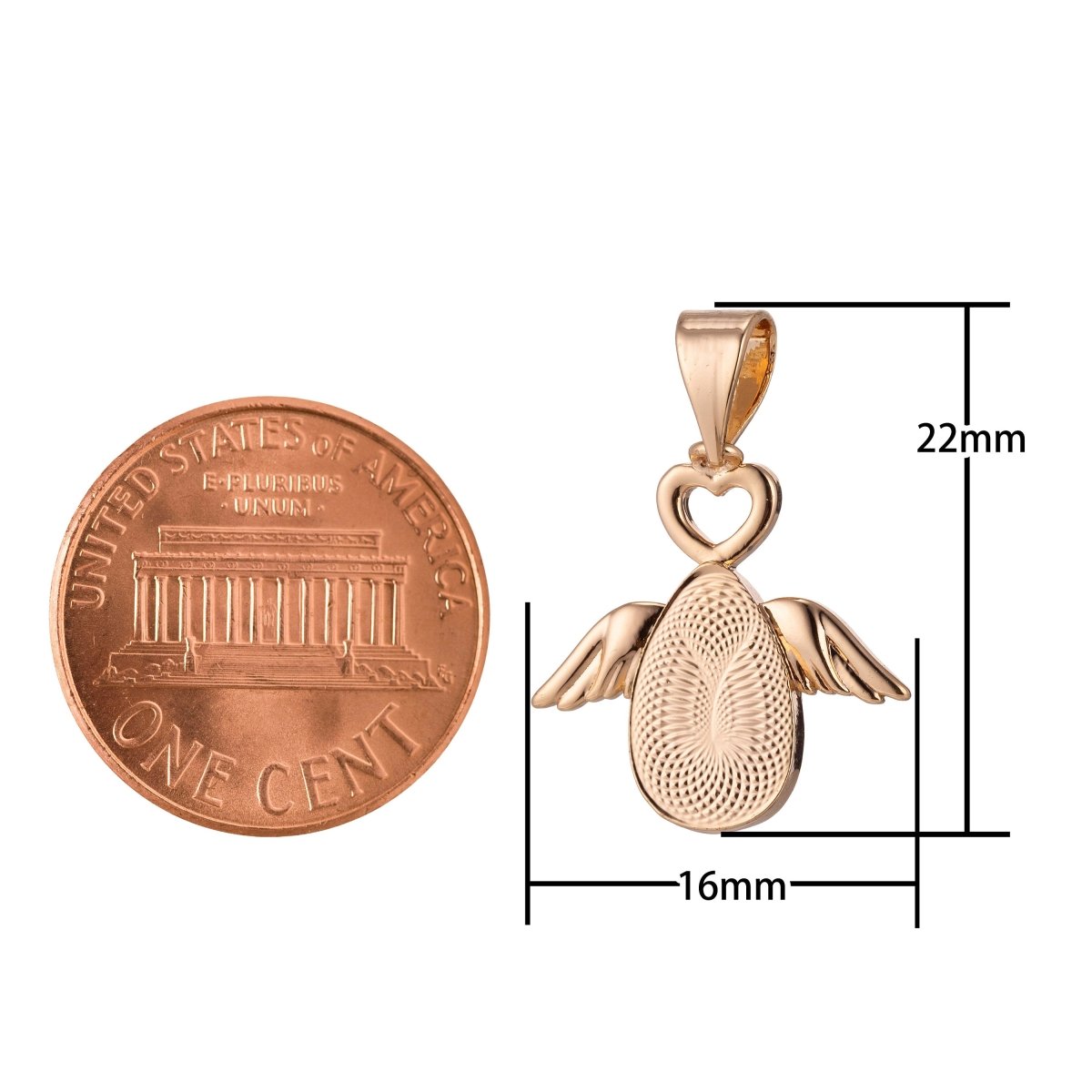 Rose Gold egg Charm Angel Wings Charm, 18K Gold Filled Pendant Dainty Egg with Wings Necklace Charm for Jewelry Making H-875 - DLUXCA
