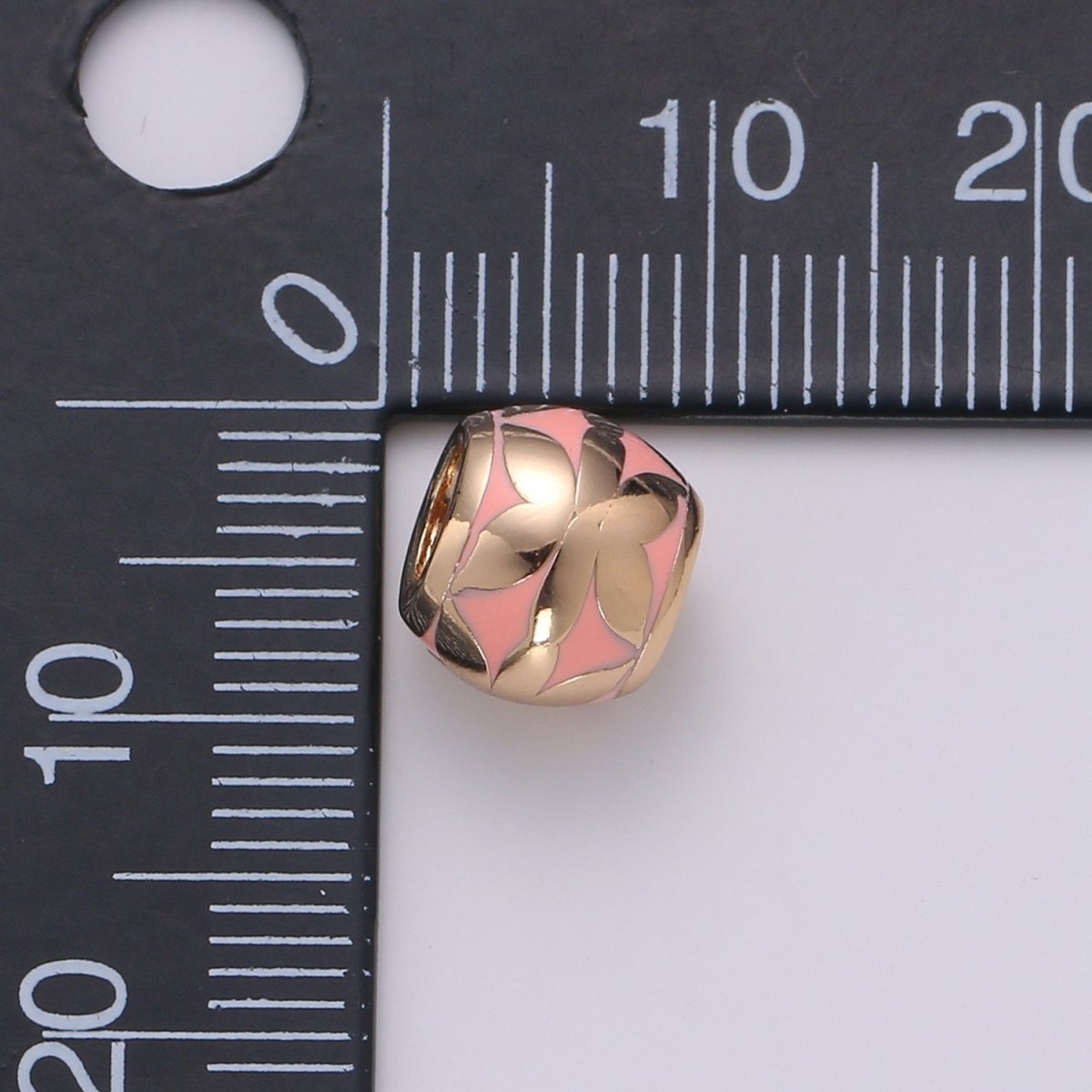 Rose Gold Filled Pink Spacer Beads Drum Tube Gold Beads with CZ Paved, 8mm Beads Large Hole Gold Spacers for Bracelet Making - DLUXCA