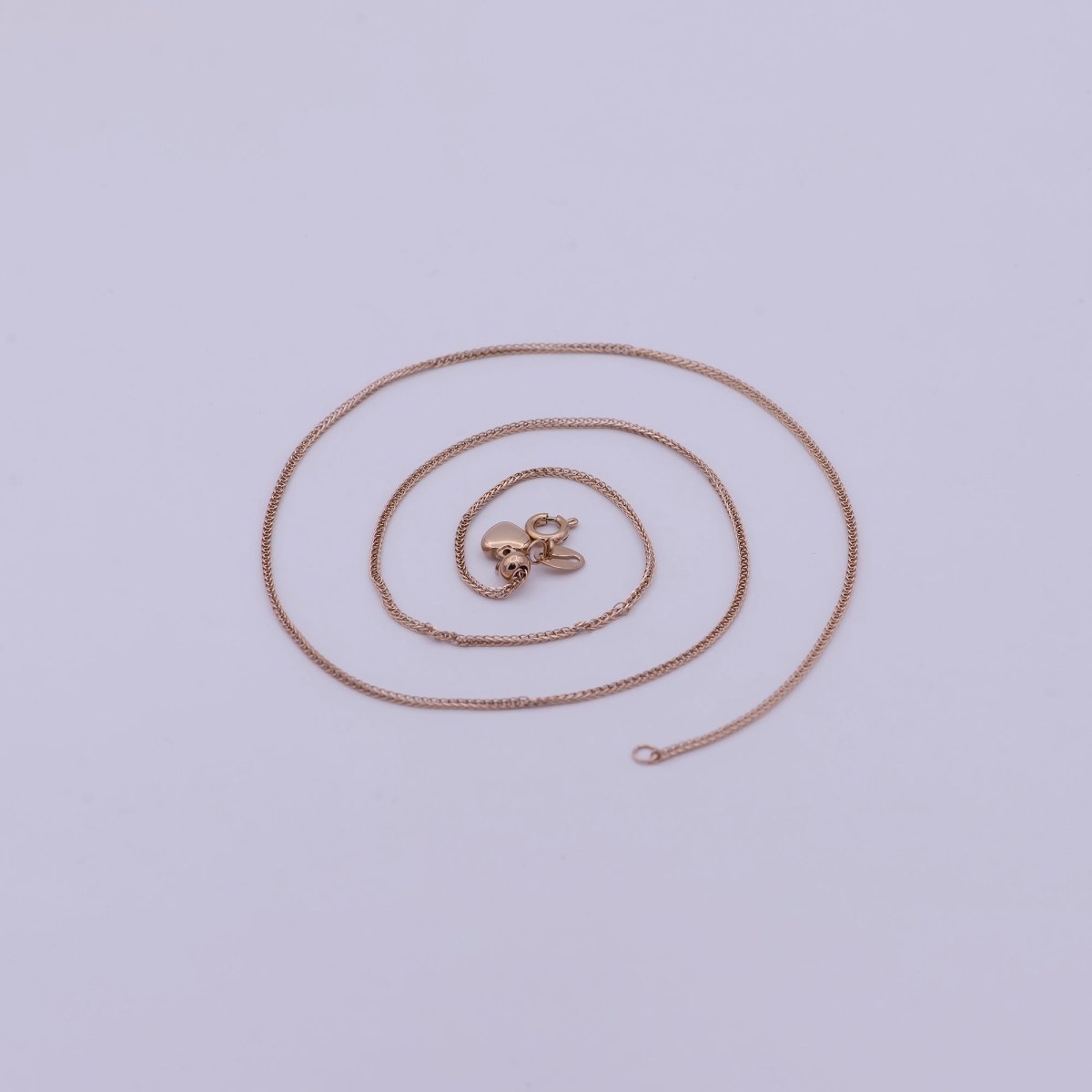 Rose Gold Fox Tail Chain Necklace - 18K Gold Plated Foxtail Chain - Dainty 1.4mm Layering 20 Inch Ready To Wear Chain with Spring Ring | WA-515 Clearance Pricing - DLUXCA