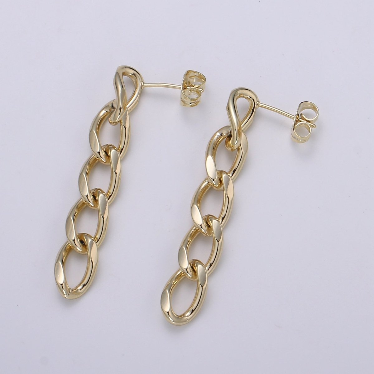 Rose Gold & Gold 49x8mm Cuban Long Chain Earring, Bold Earrings, Perfect Gift For Her P-131 P-132