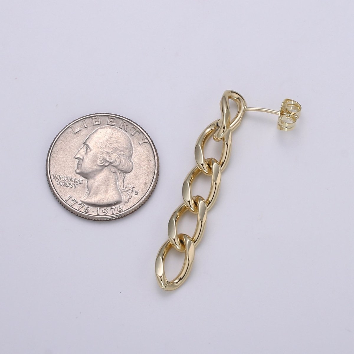 Rose Gold & Gold 49x8mm Cuban Long Chain Earring, Bold Earrings, Perfect Gift For Her P-131 P-132