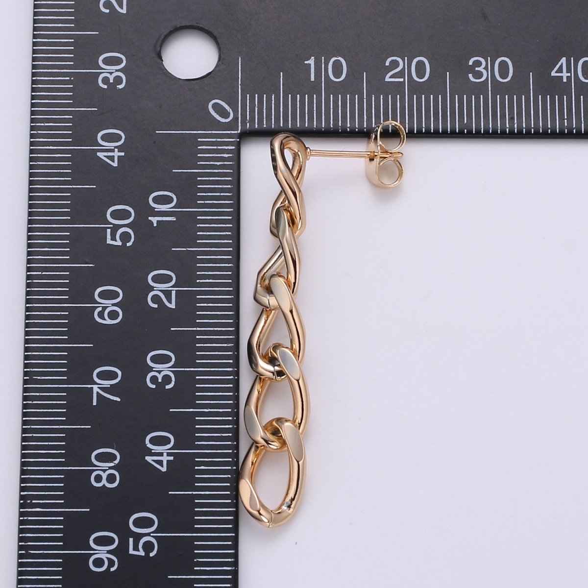 Rose Gold & Gold 49x8mm Cuban Long Chain Earring, Bold Earrings, Perfect Gift For Her P-131 P-132