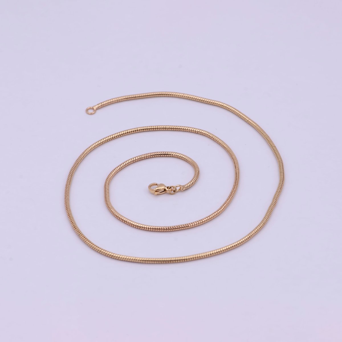 Rose Gold Round Snake Chain Omega Necklace, 18K Gold Filled 1.8mm Width Finished Chain, Layering 19.7 Inch Omega Necklace with Lobster Clasps | WA-618 Clearance Pricing - DLUXCA