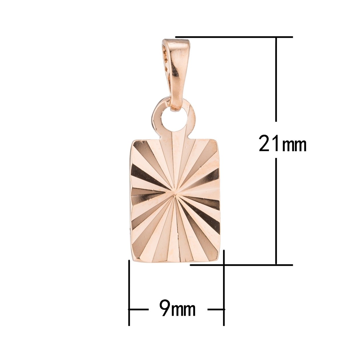 Rose Gold Square Geometric, Plate, Shine, Bright, Symbol, Women, Ladies, Gift, Mom, Necklace Pendant Charm Bead Bails Findings for Jewelry Making H-509