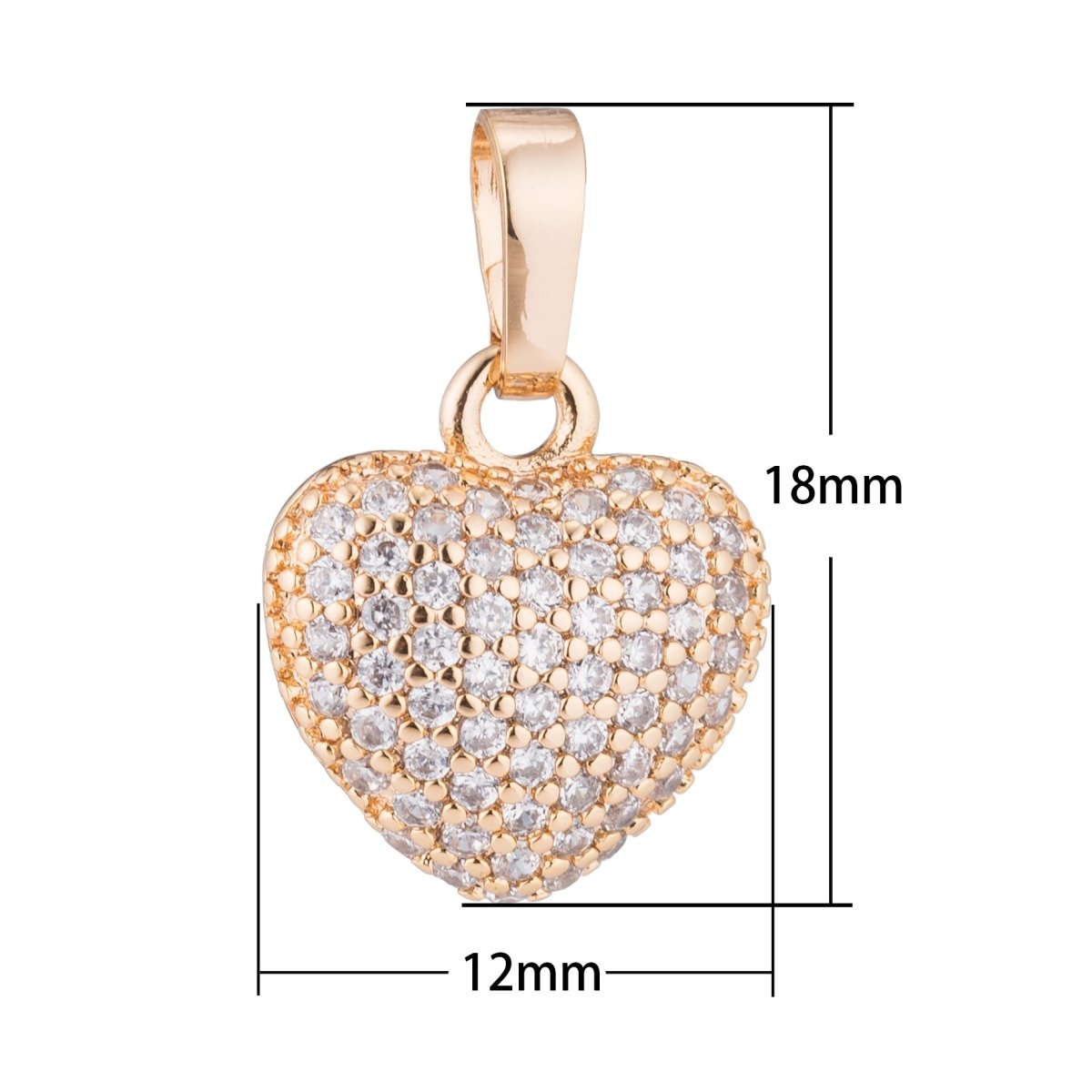 Rose Gold/White Gold/Gold Heart, Love, Family, Memory, Dangle, Romantic, Women Cubic Zirconia Necklace PENDANT Charm Bead Bails Finding For Jewelry Making H-338