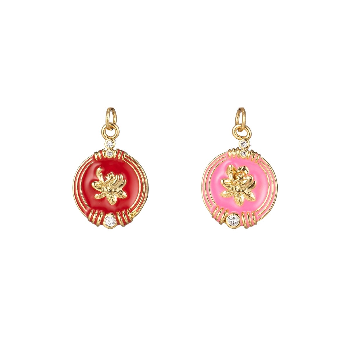 Round Charm for Mother Mom Rose Flower Petal for Necklace Bracelet Earring Supply M-245-M-246