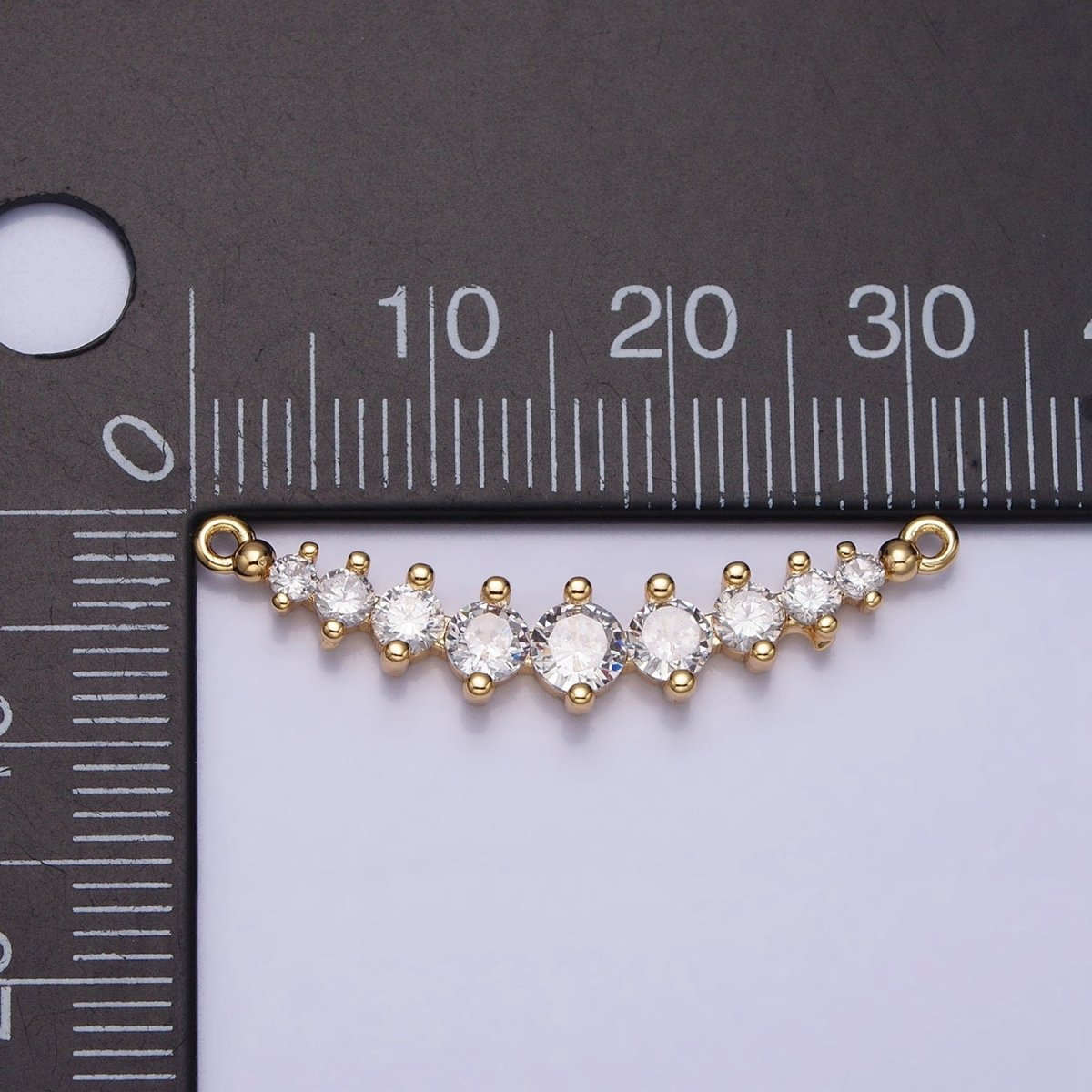 Round Clear CZ V-Lined Connector Link in Gold & Silver | Y-848