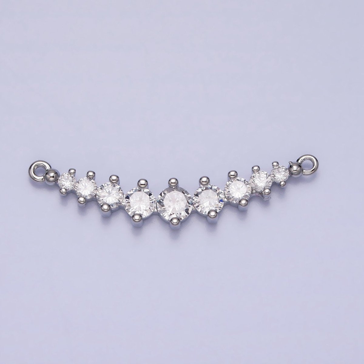 Round Clear CZ V-Lined Connector Link in Gold & Silver | Y-848