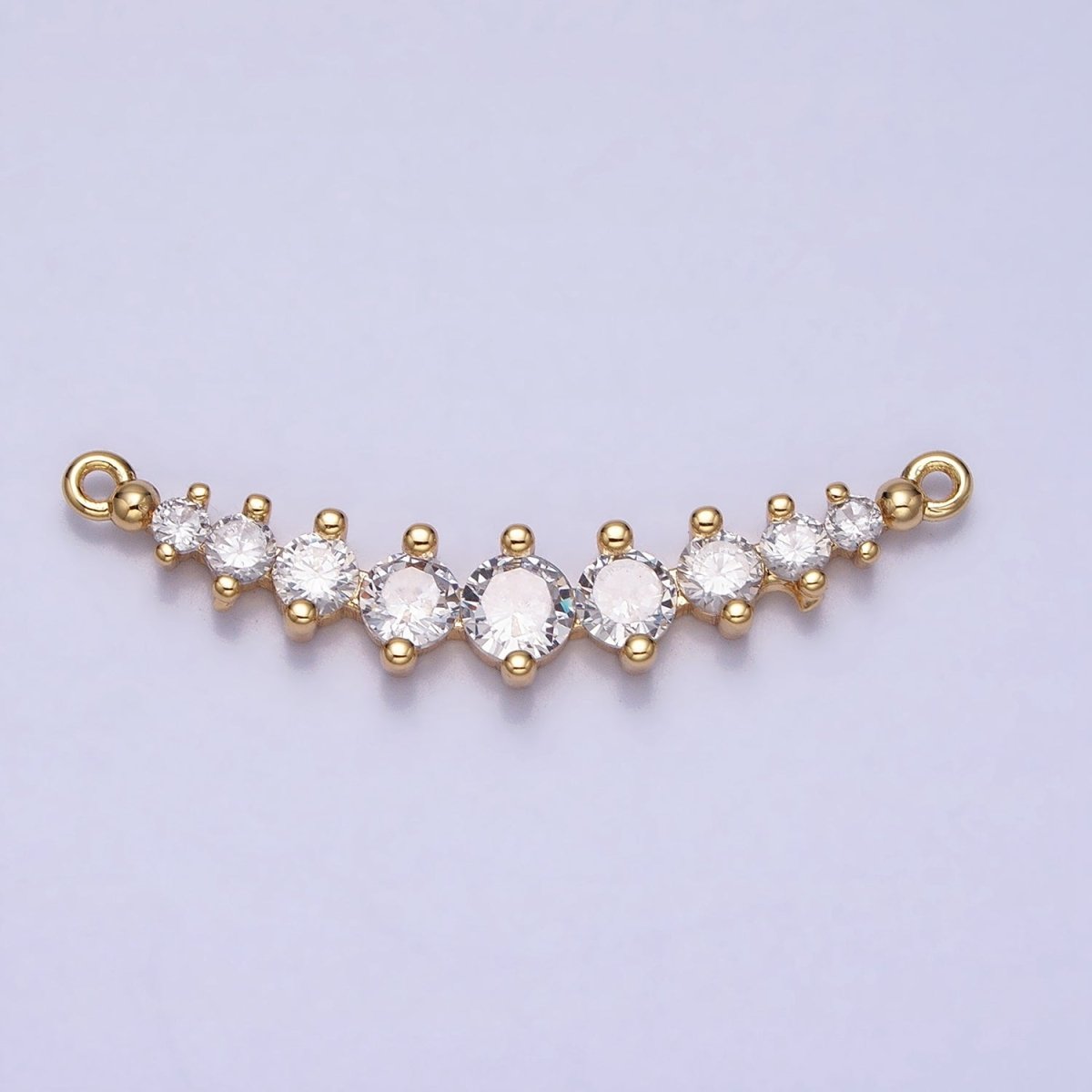 Round Clear CZ V-Lined Connector Link in Gold & Silver | Y-848