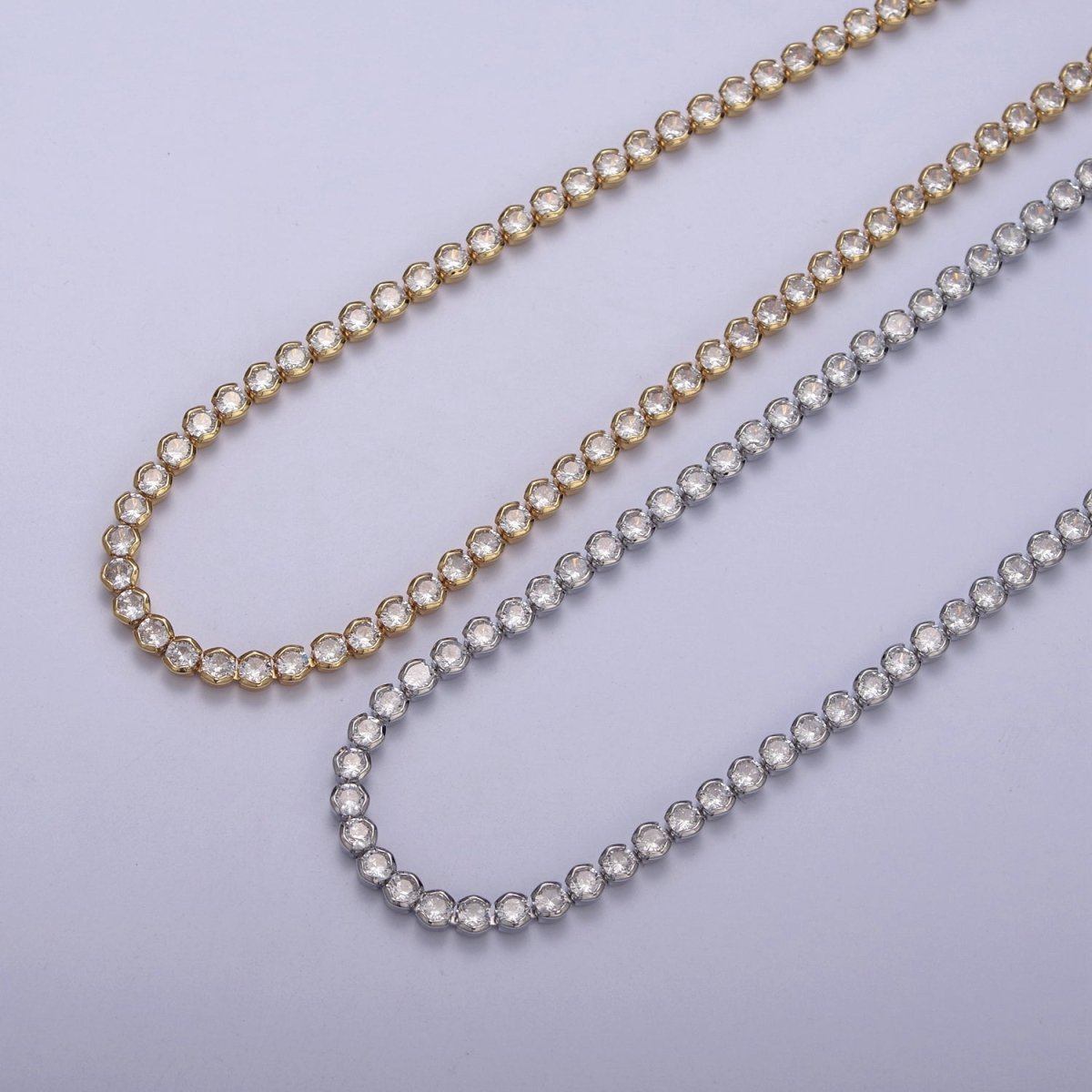 Round Cubic Zirconia Tennis Necklace , Diamond Necklace , 14K Gold Filled Tennis Adjustable Necklace, Gift for her | WA-600 Clearance Pricing