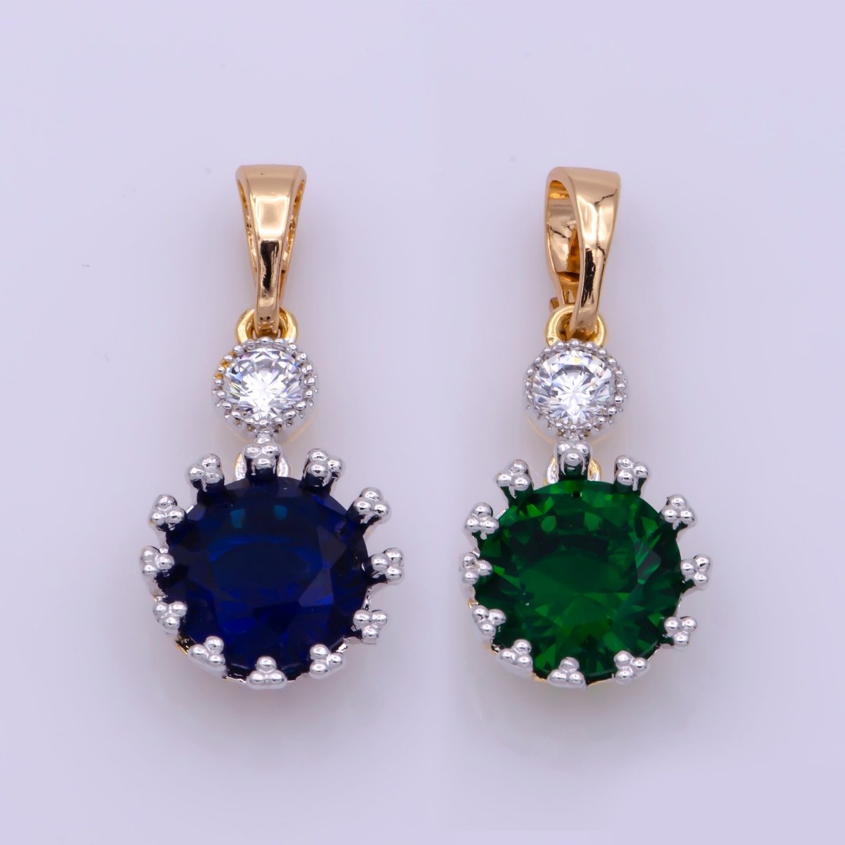 Round CZ Charm, 18K Gold Filled Micro Pave CZ Geometric Pendant CZ Dangle Drop Micro Pave Cz Circle Pendant Charm N-1444 N-1445