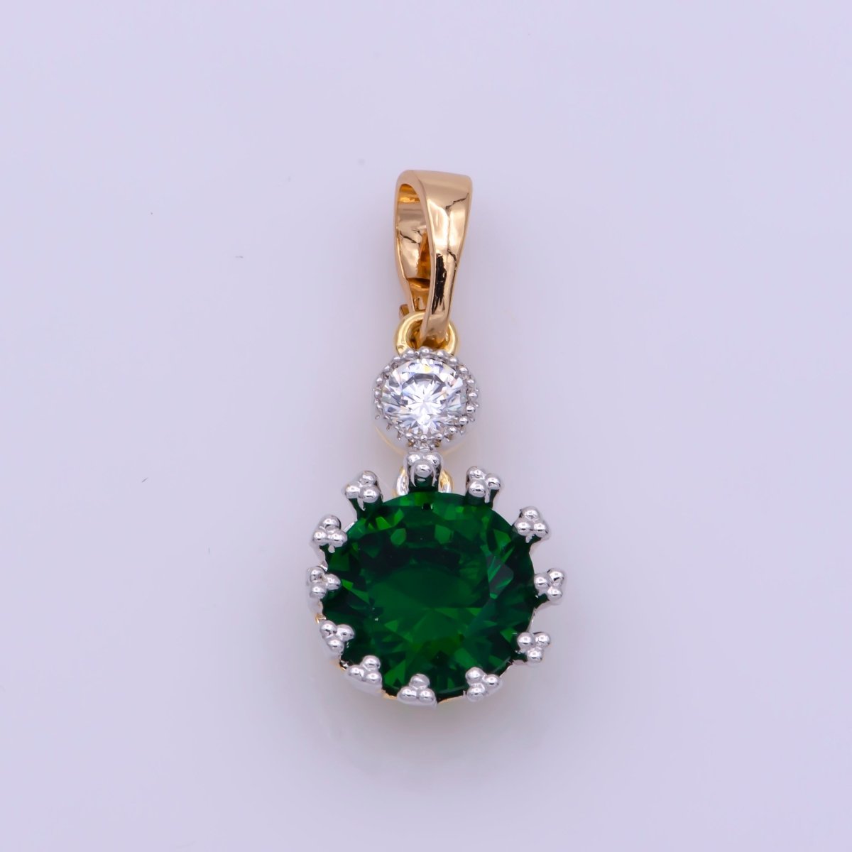 Round CZ Charm, 18K Gold Filled Micro Pave CZ Geometric Pendant CZ Dangle Drop Micro Pave Cz Circle Pendant Charm N-1444 N-1445