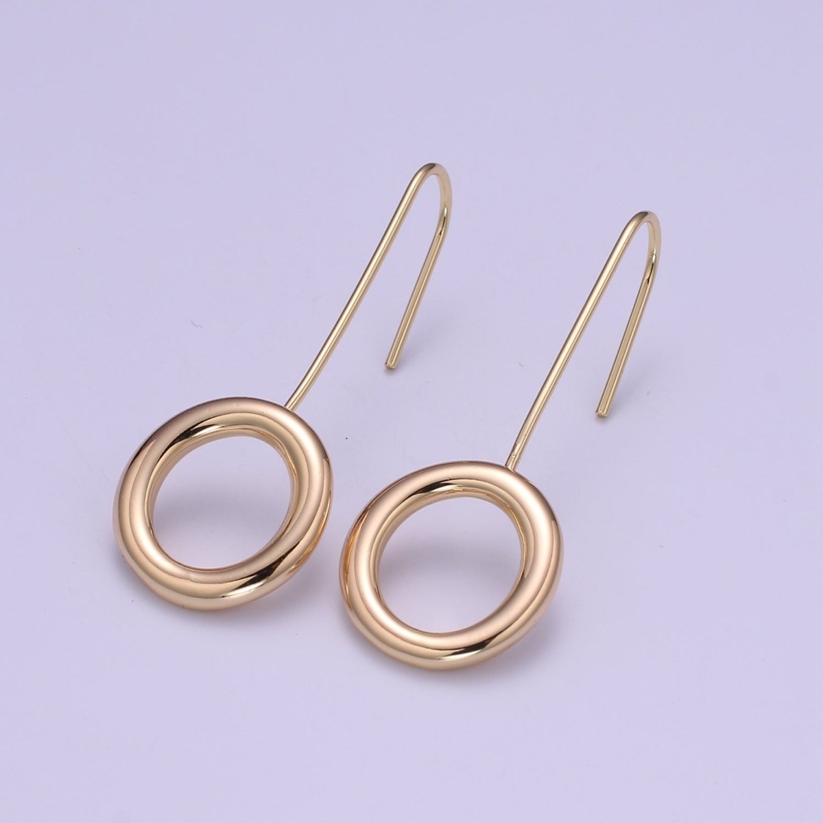Round Earrings - Geometric gold little shapes 18k Gold Filled Ear Hook Dainty Circle geometric jewelry Dangle Earring P-083 - DLUXCA