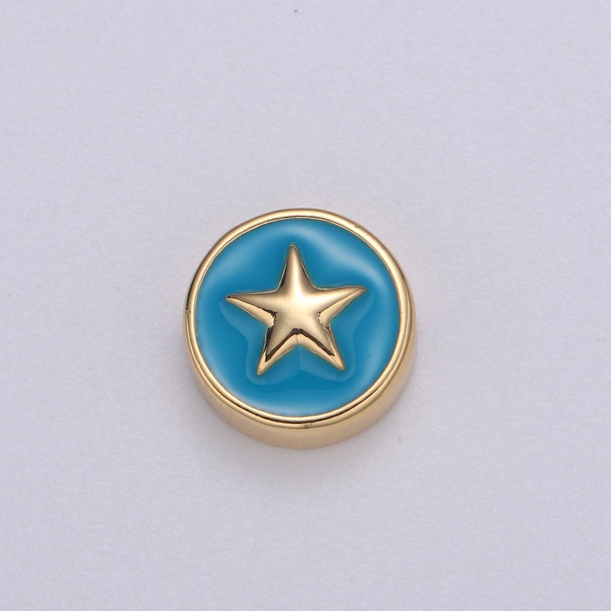 Round Enamel Tiny Gold Star - 24k Gold filled Round Beads - 10mm beads for bracelet making supply Celestial Jewelry making B-471 to B-475