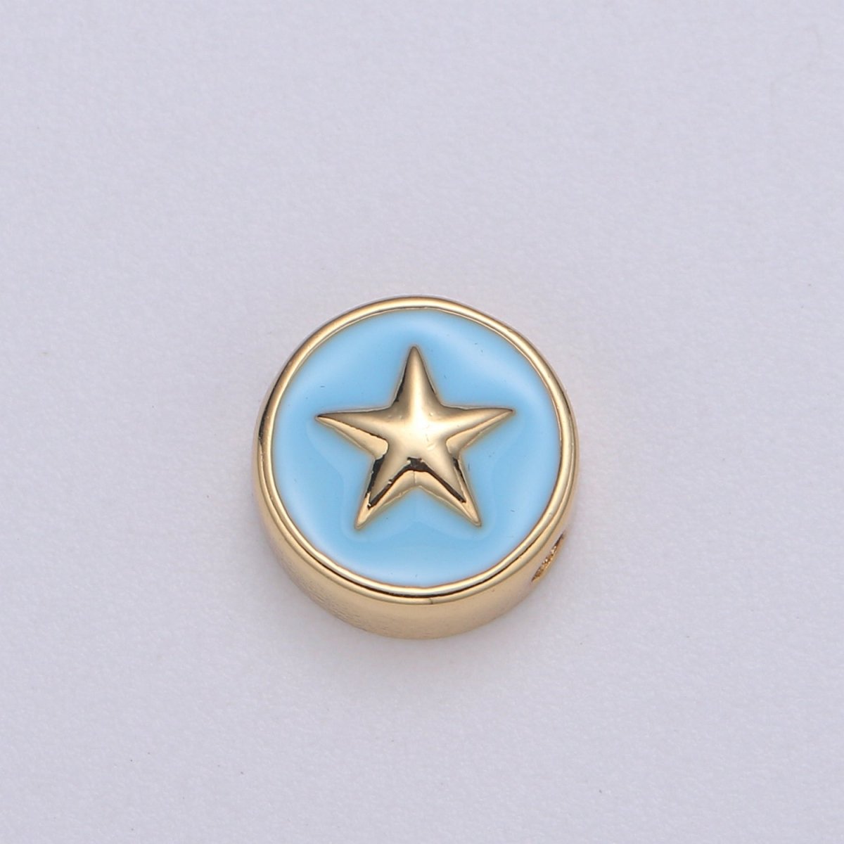 Round Enamel Tiny Gold Star - 24k Gold filled Round Beads - 10mm beads for bracelet making supply Celestial Jewelry making B-471 to B-475