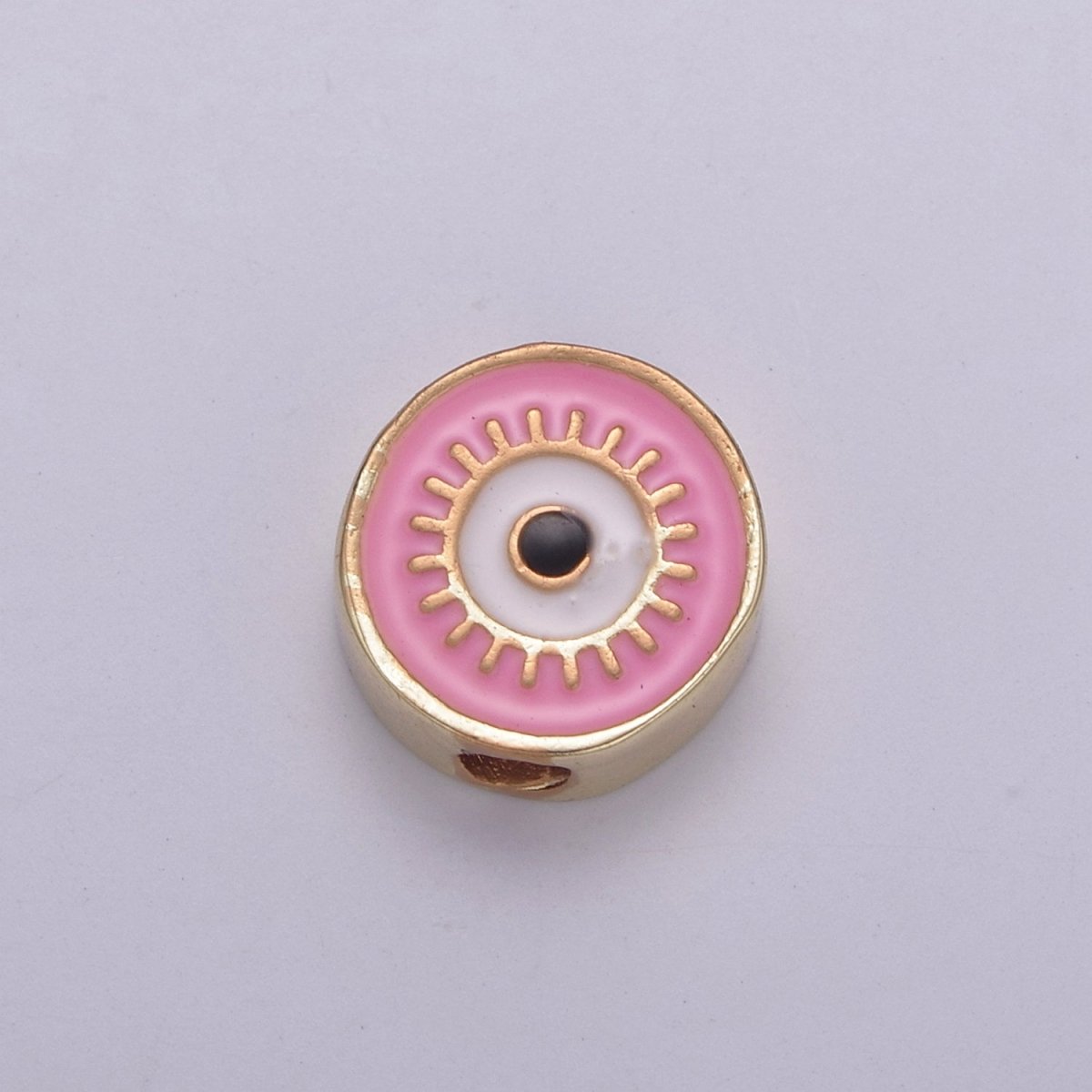 Round Evil Eye Bead, 10mm Evil Eye Beads, Side Drilled Black, Blue, Pink, Green, White Enamel B-763 B-764
