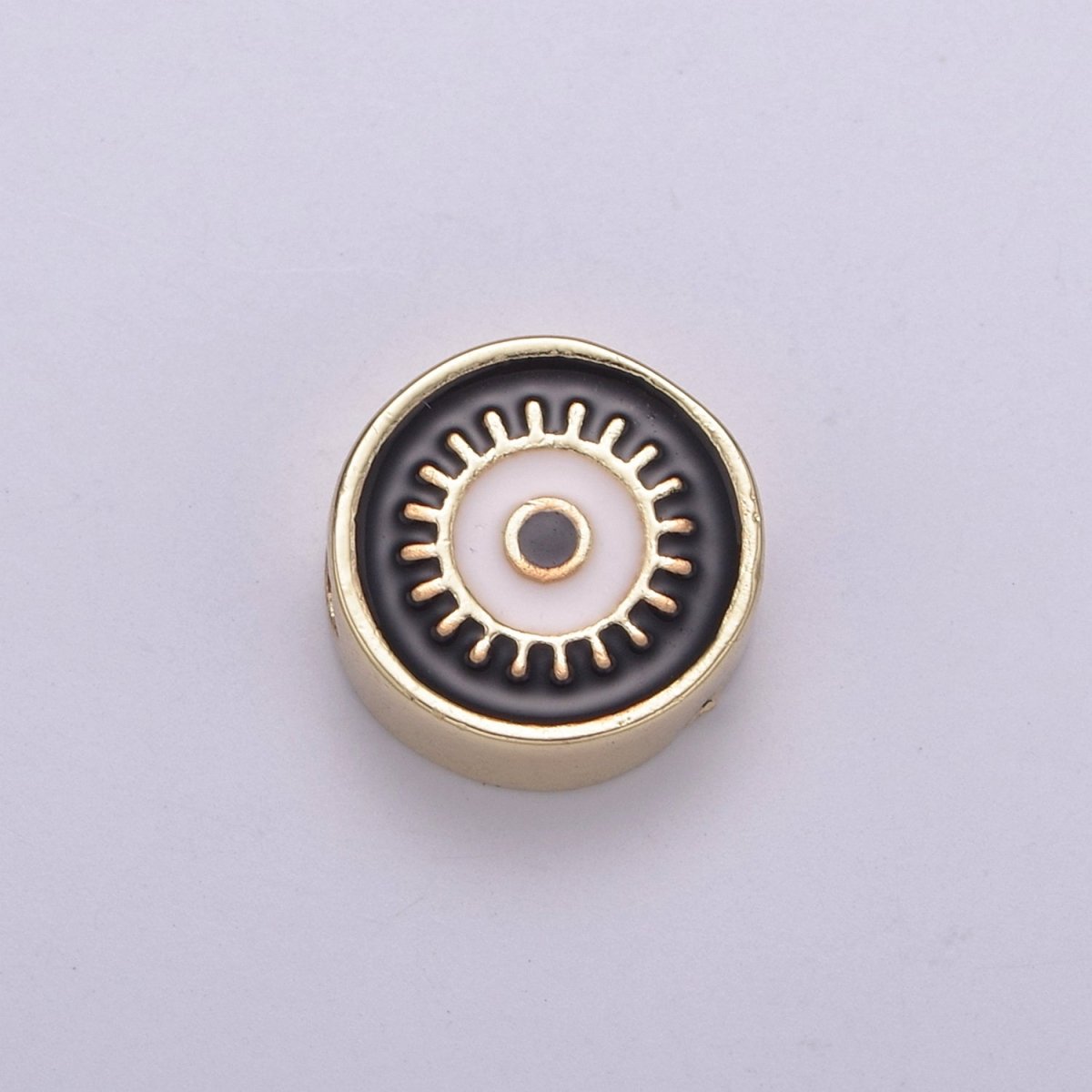 Round Evil Eye Bead, 10mm Evil Eye Beads, Side Drilled Black, Blue, Pink, Green, White Enamel B-763 B-764