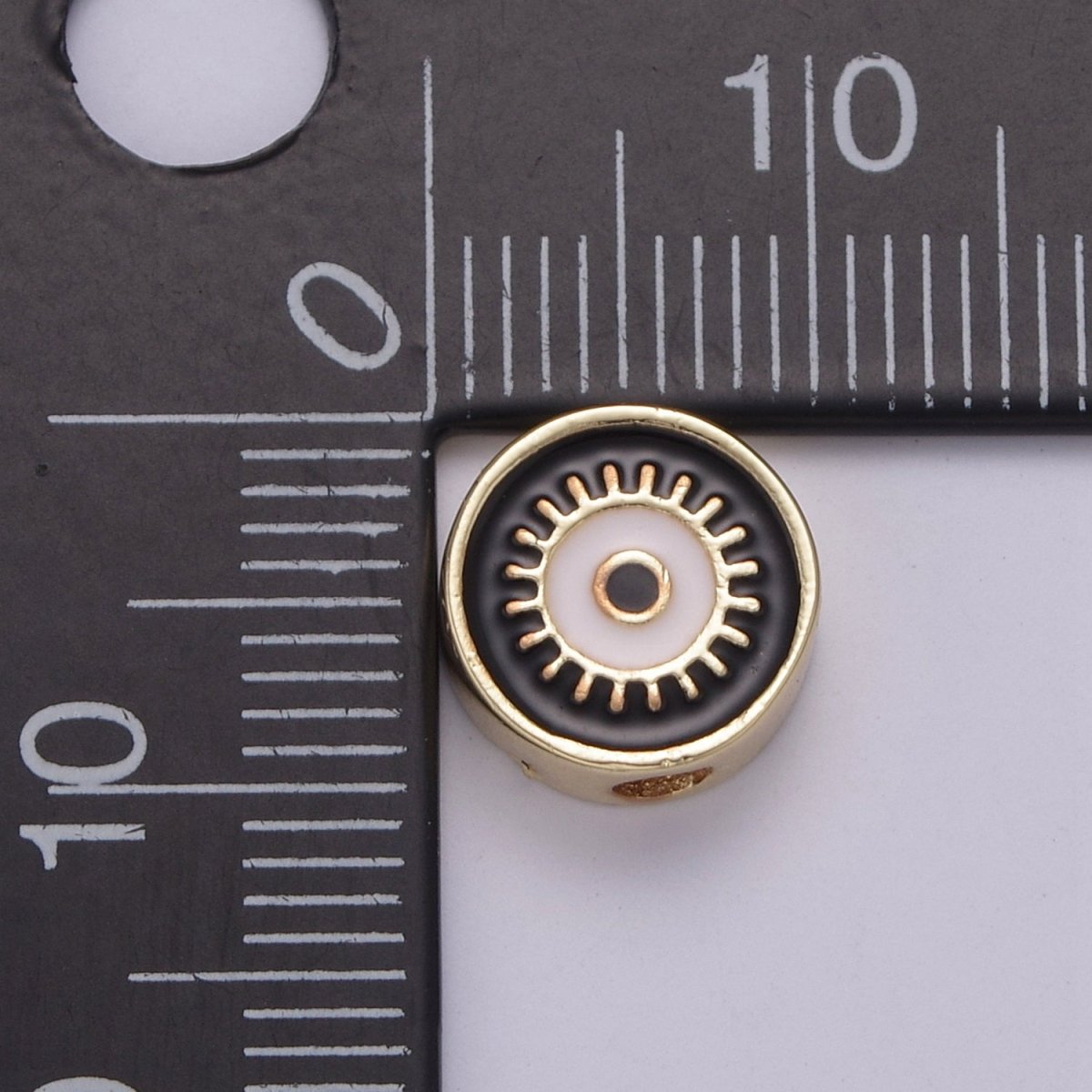 Round Evil Eye Bead, 10mm Evil Eye Beads, Side Drilled Black, Blue, Pink, Green, White Enamel B-763 B-764