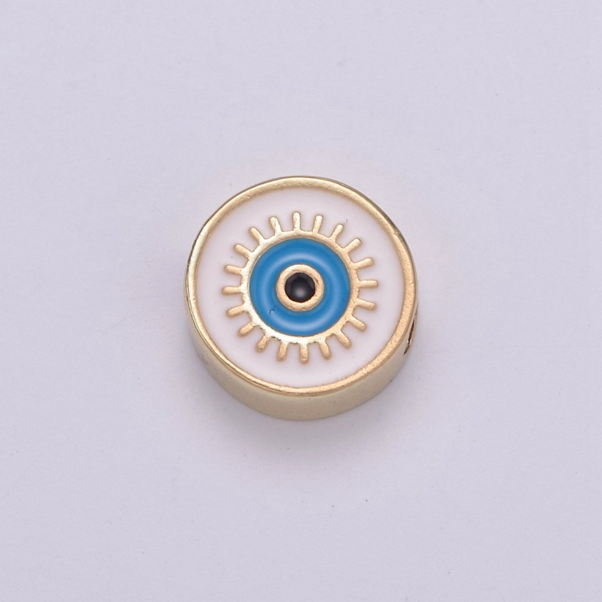 Round Evil Eye Bead, 10mm Evil Eye Beads, Side Drilled Black, Blue, Pink, Green, White Enamel B-763 B-764