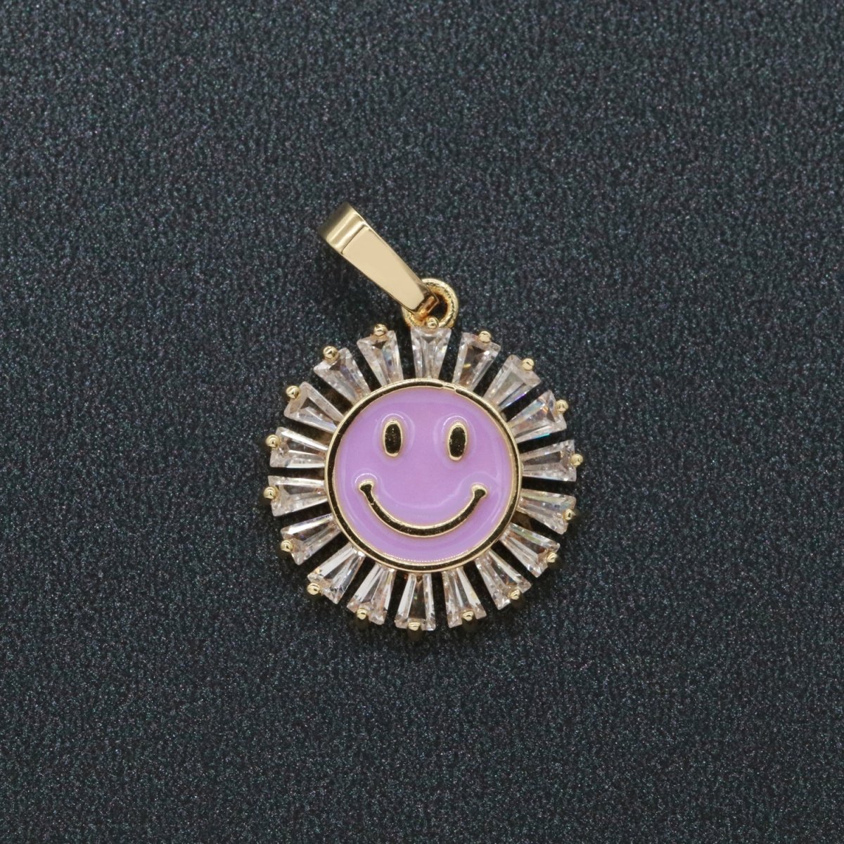 Round Smiley Face Charm Cubic Happy Face Pendant for Necklace Earring Component I-247 I-248 I-250 I-252 I-270 I-274