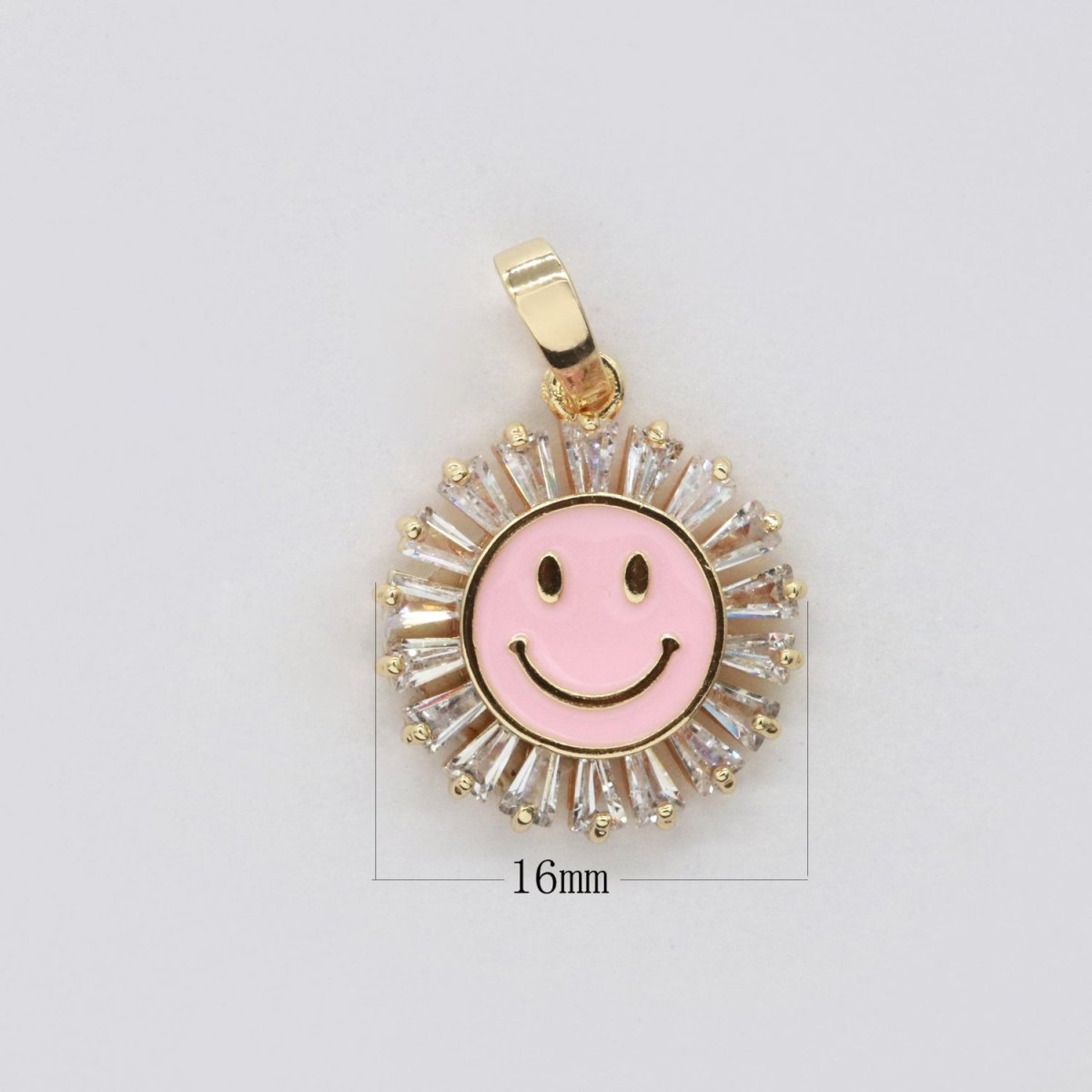 Round Smiley Face Charm Cubic Happy Face Pendant for Necklace Earring Component I-247 I-248 I-250 I-252 I-270 I-274
