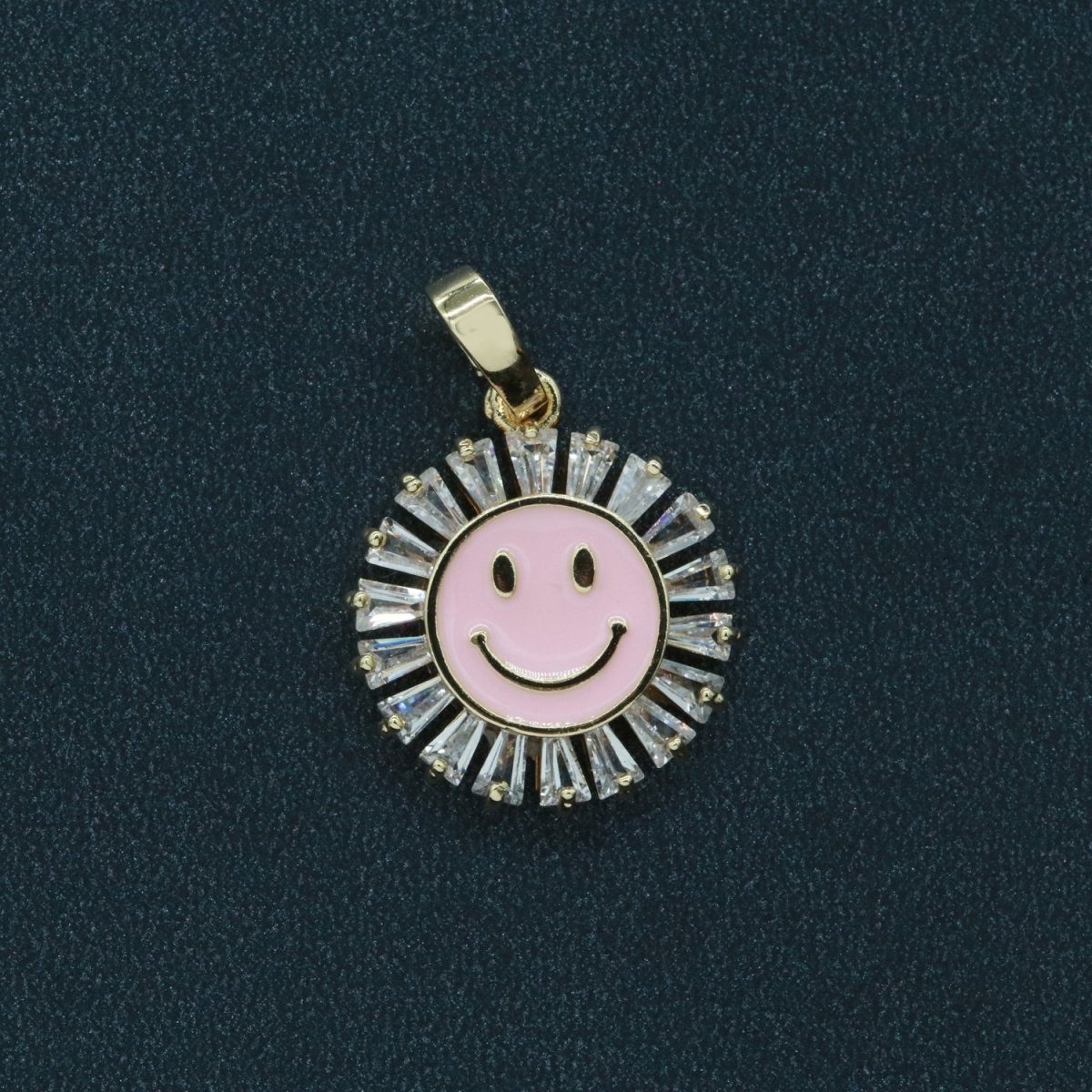 Round Smiley Face Charm Cubic Happy Face Pendant for Necklace Earring Component I-247 I-248 I-250 I-252 I-270 I-274