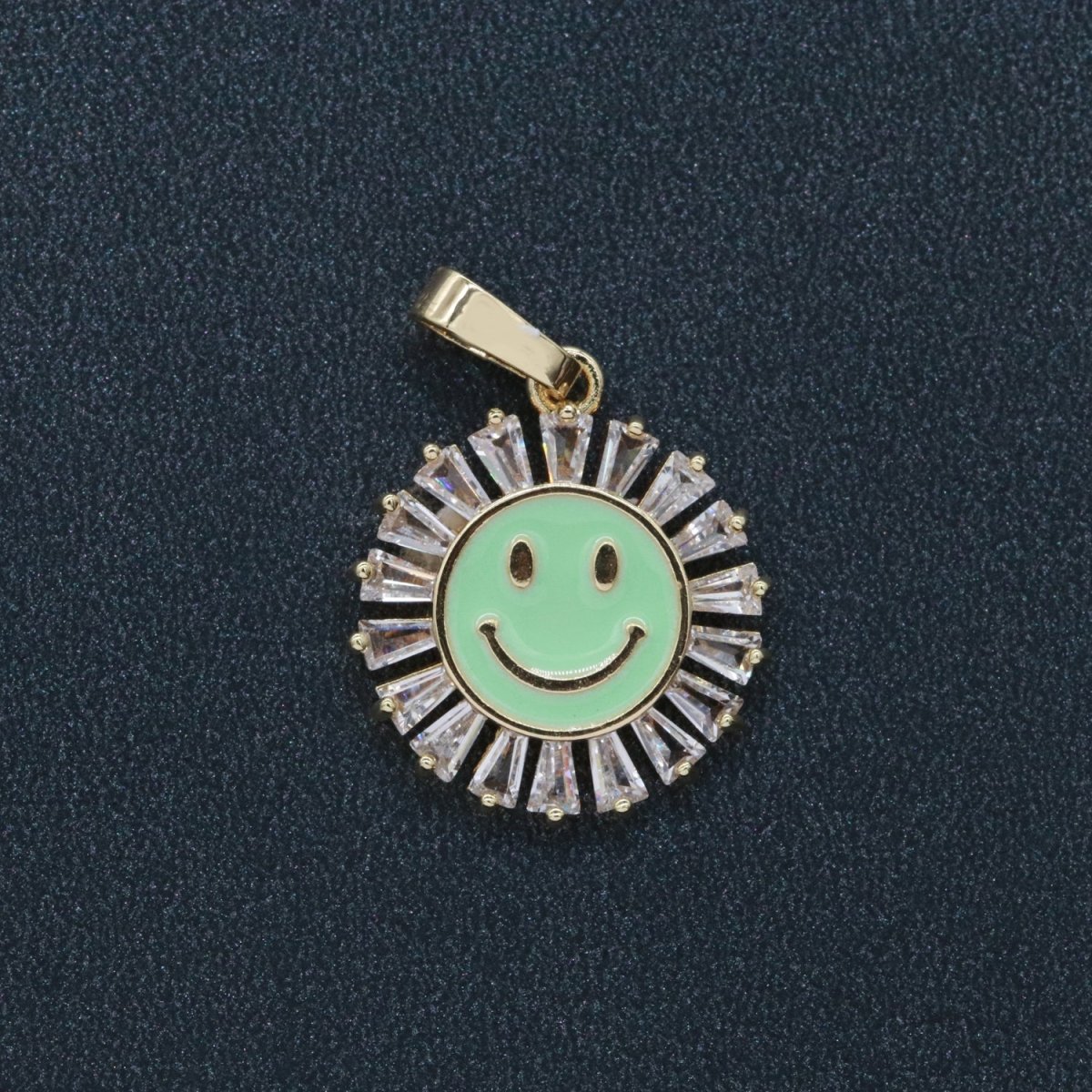 Round Smiley Face Charm Cubic Happy Face Pendant for Necklace Earring Component I-247 I-248 I-250 I-252 I-270 I-274