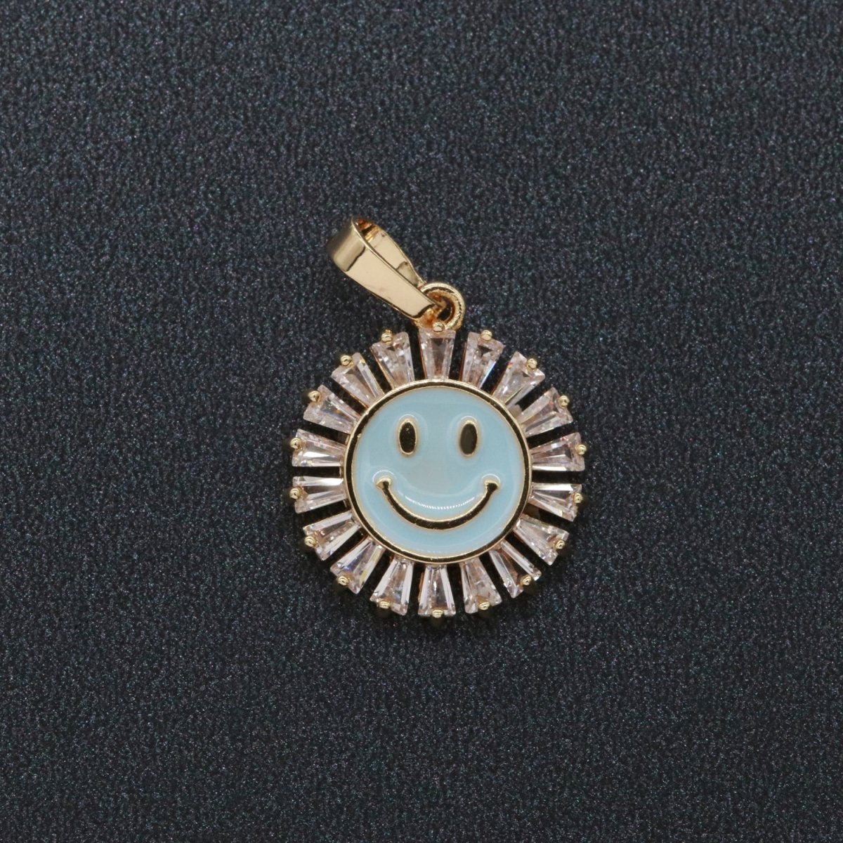 Round Smiley Face Charm Cubic Happy Face Pendant for Necklace Earring Component I-247 I-248 I-250 I-252 I-270 I-274