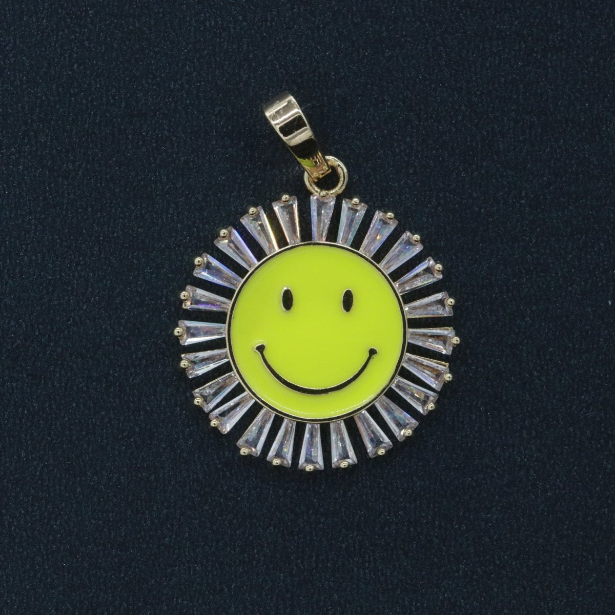 Round Smiley Face Charm Cubic Happy Face Pendant for Necklace Earring Component I-438 I-441 I-443