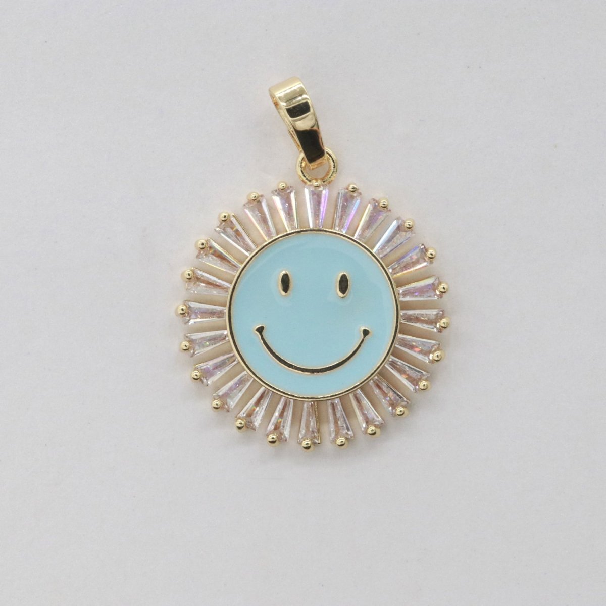 Round Smiley Face Charm Cubic Happy Face Pendant for Necklace Earring Component I-438 I-441 I-443