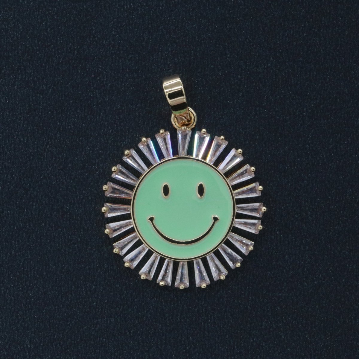 Round Smiley Face Charm Cubic Happy Face Pendant for Necklace Earring Component I-438 I-441 I-443