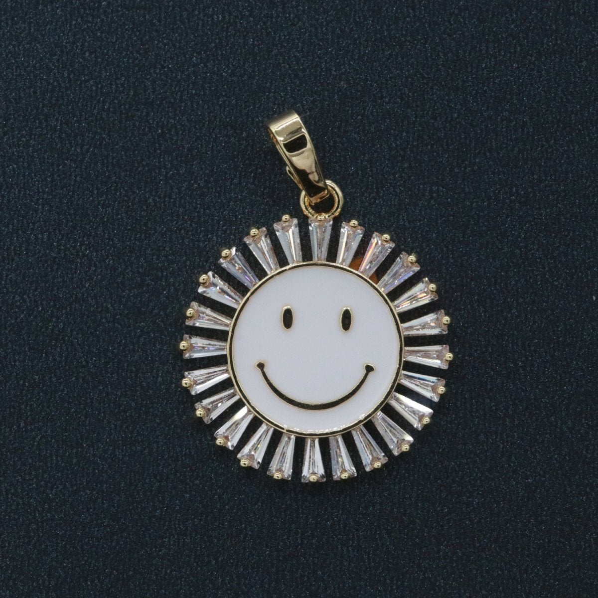 Round Smiley Face Charm Cubic Happy Face Pendant for Necklace Earring Component I-438 I-441 I-443