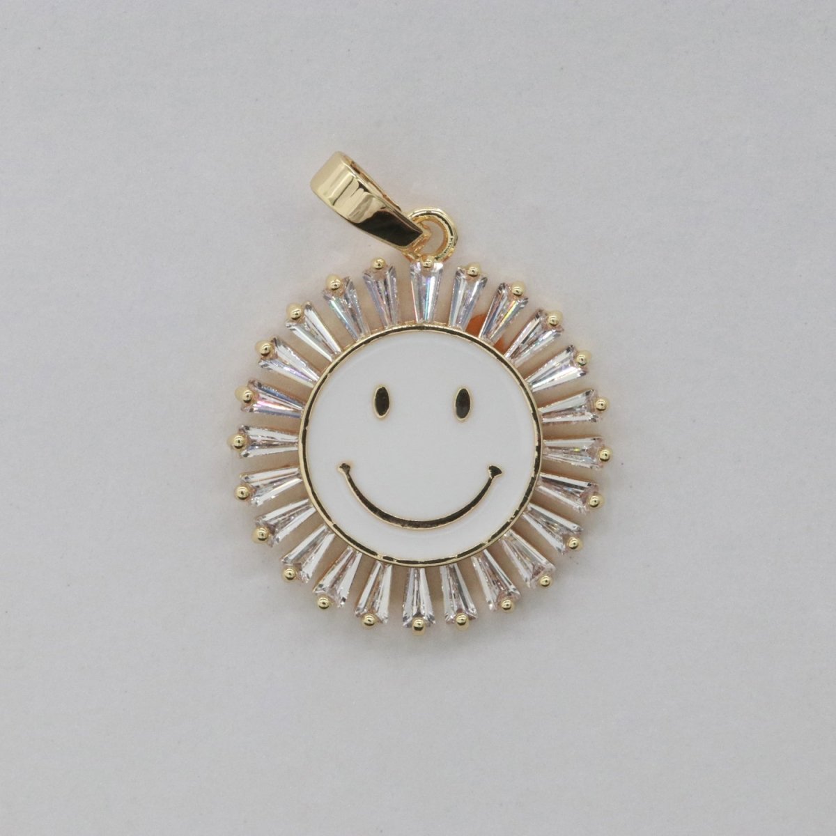 Round Smiley Face Charm Cubic Happy Face Pendant for Necklace Earring Component I-438 I-441 I-443