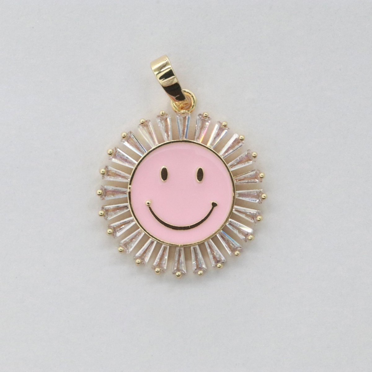 Round Smiley Face Charm Cubic Happy Face Pendant for Necklace Earring Component I-438 I-441 I-443