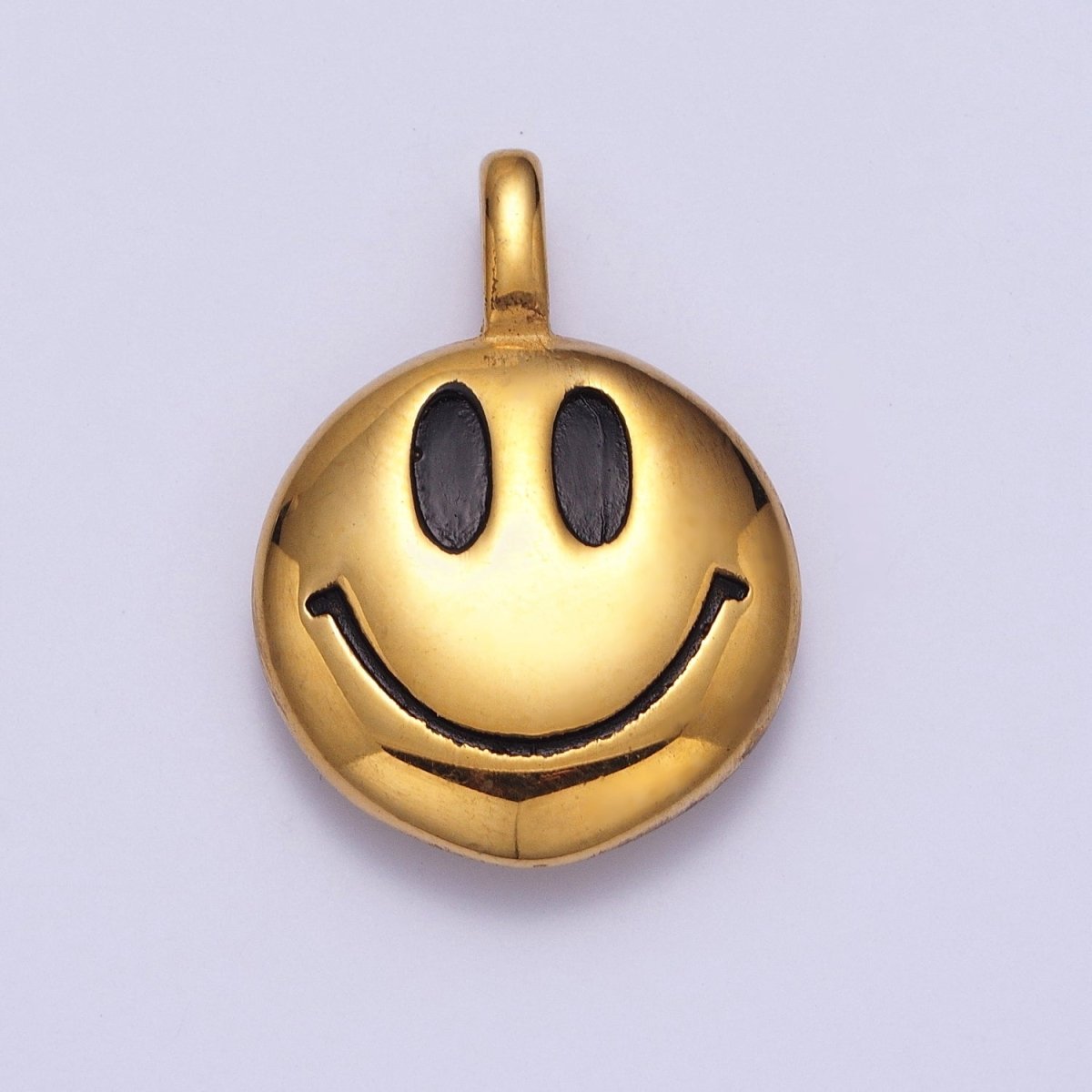 Round Smiley Face Stainless Steel Charm Pendant in Gold & Silver | X-661 X-662