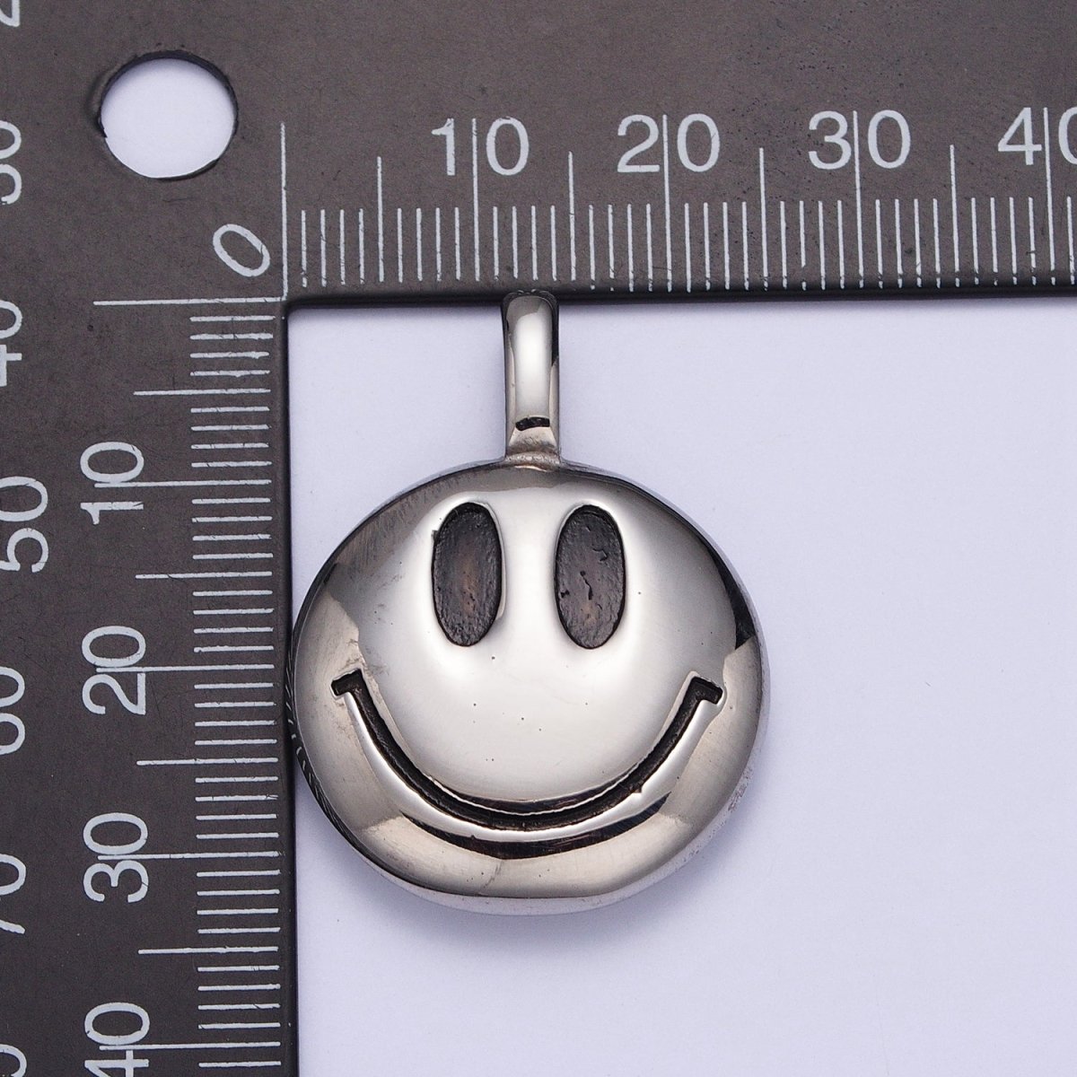 Round Smiley Face Stainless Steel Charm Pendant in Gold & Silver | X-661 X-662