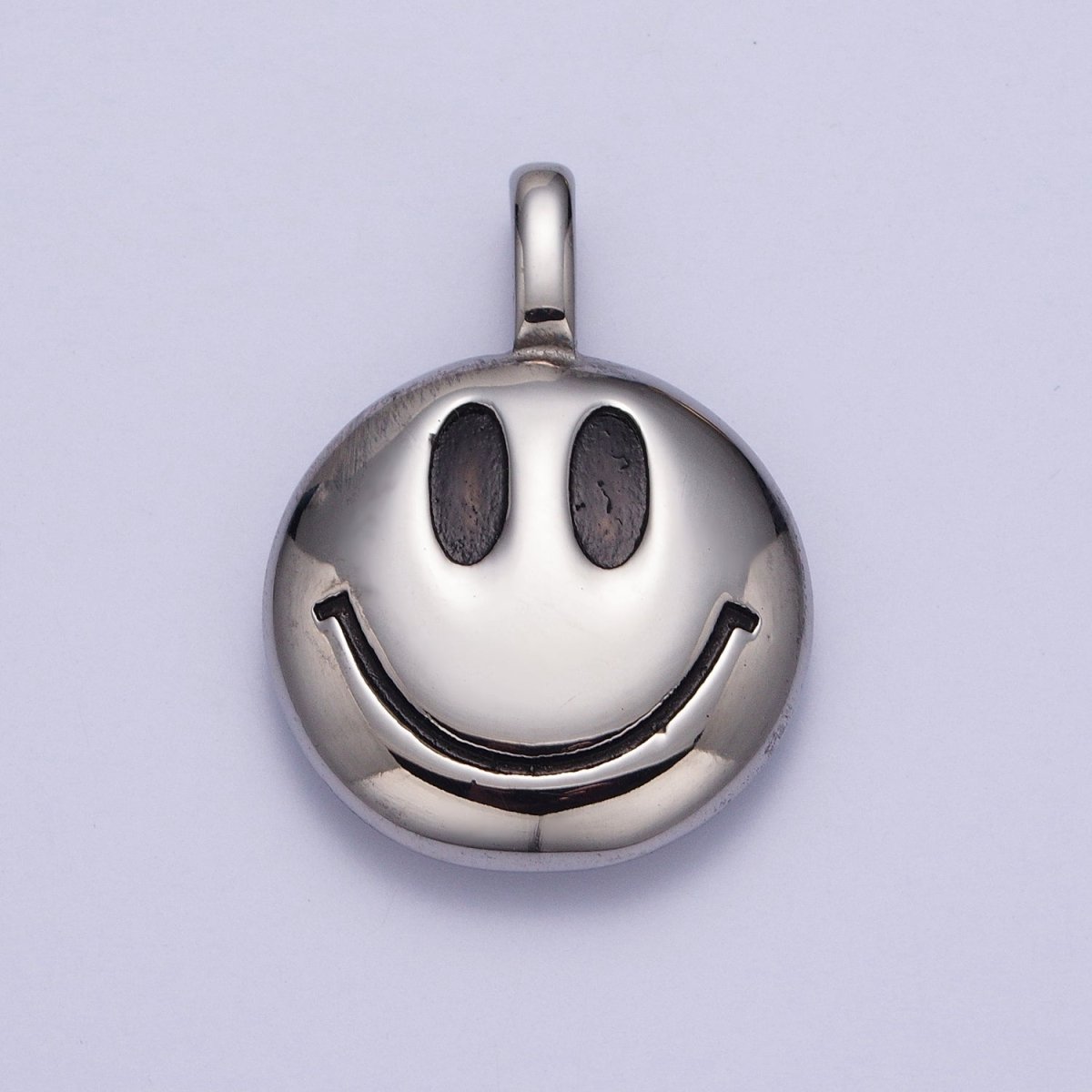 Round Smiley Face Stainless Steel Charm Pendant in Gold & Silver | X-661 X-662