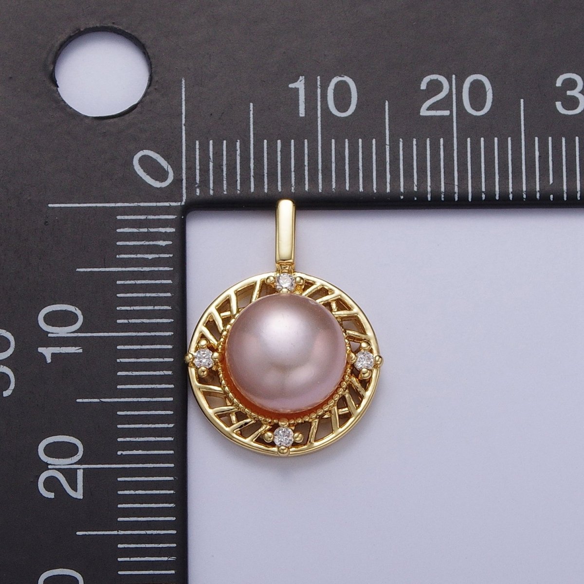 Round White Pearl / Purple Shell Pearl Dangle CZ Charm For Jewelry Making H-077 H-715